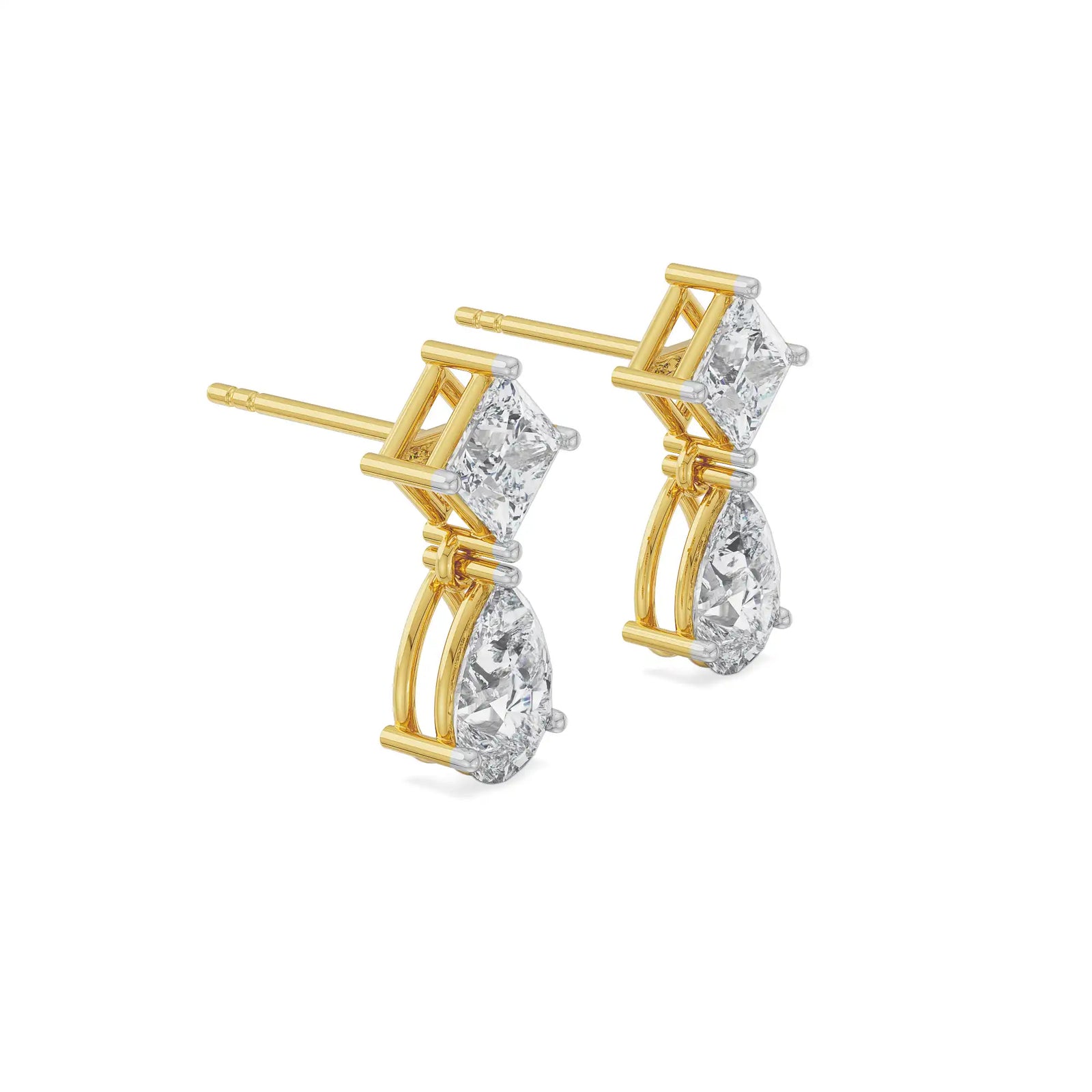Princess Pear Drop Earrings Side View