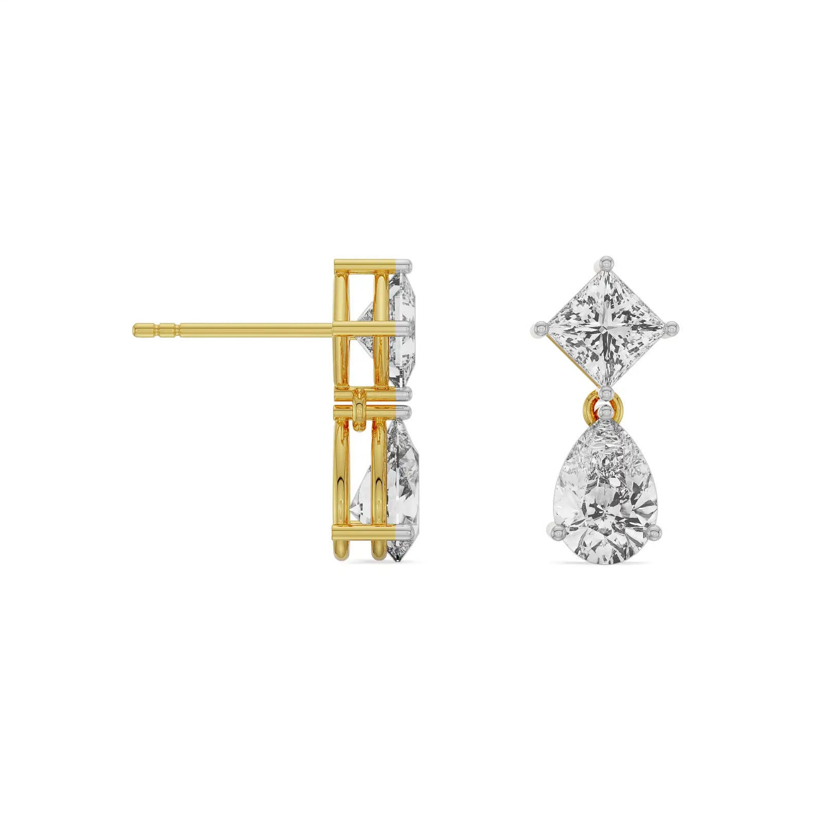 Princess Pear Drop Earrings Prospective View