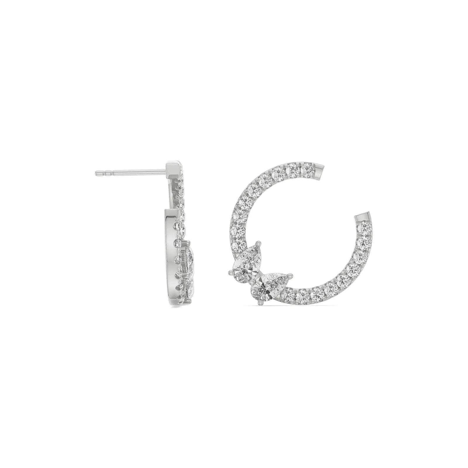 Pretty Pear Diamond Hoops Prospective View