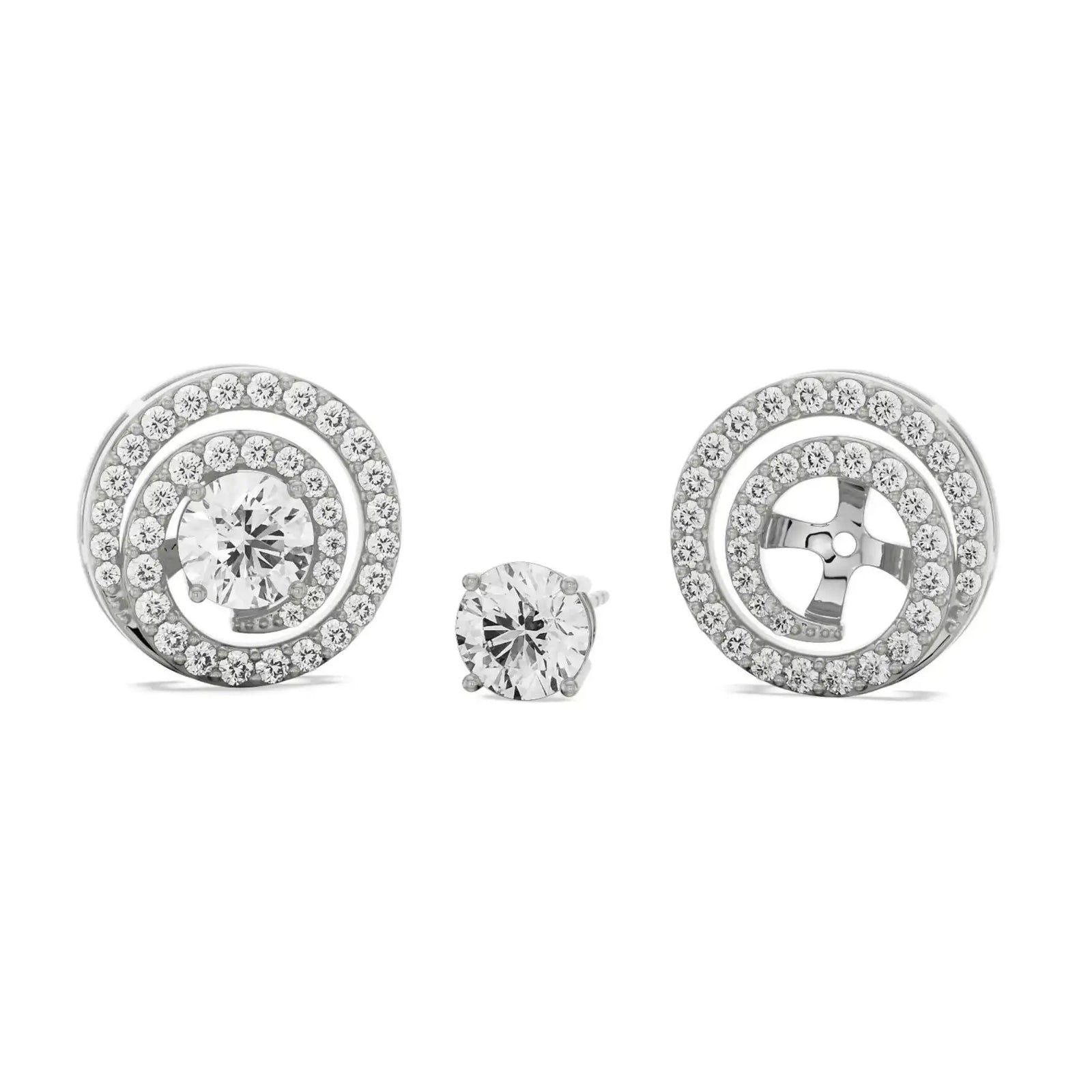 0.50 CT Spiral Detachable Diamond Studs Front View