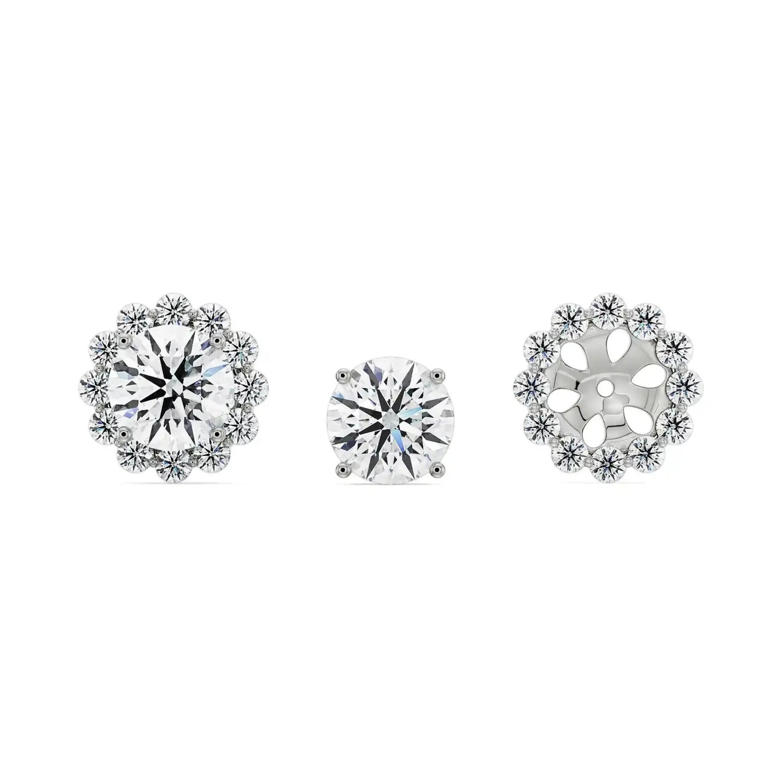 0.50 CT Sunflower Detachable Diamond Studs Front View