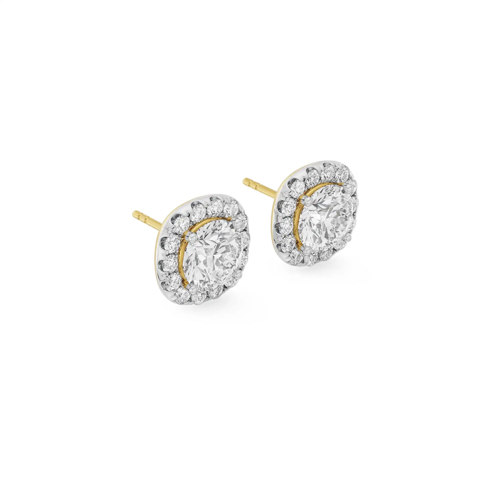 0.50 CT Cushion Halo Detachable Studs Side View