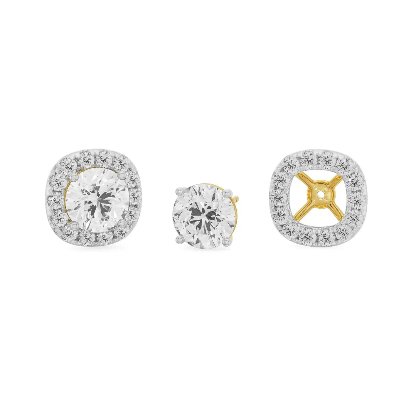 0.50 CT Cushion Halo Lab Grown Diamond Detachable Studs