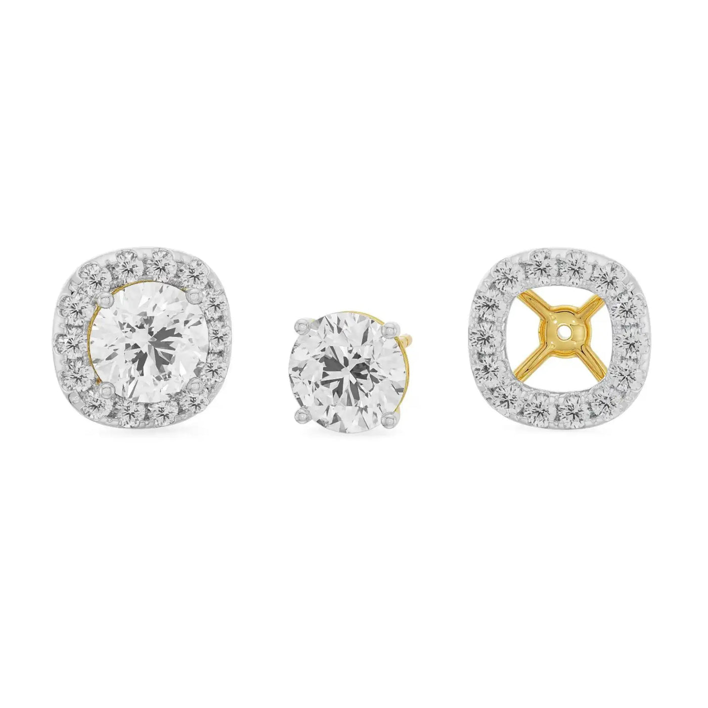 1 CT Cushion Halo Lab Grown Diamond Detachable Studs