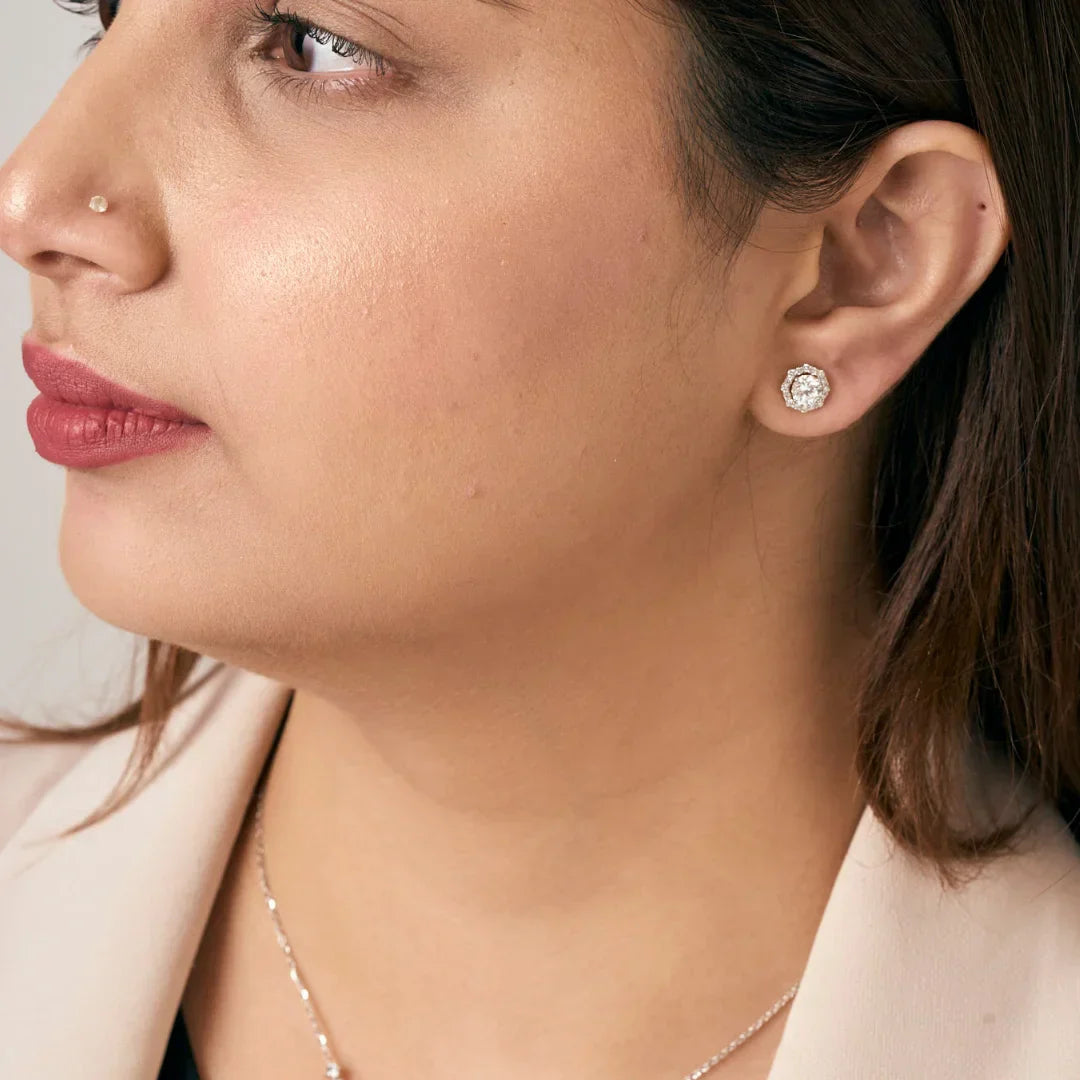 0 50 CT Floral Halo Detachable Lab Diamond Studs_in-stock