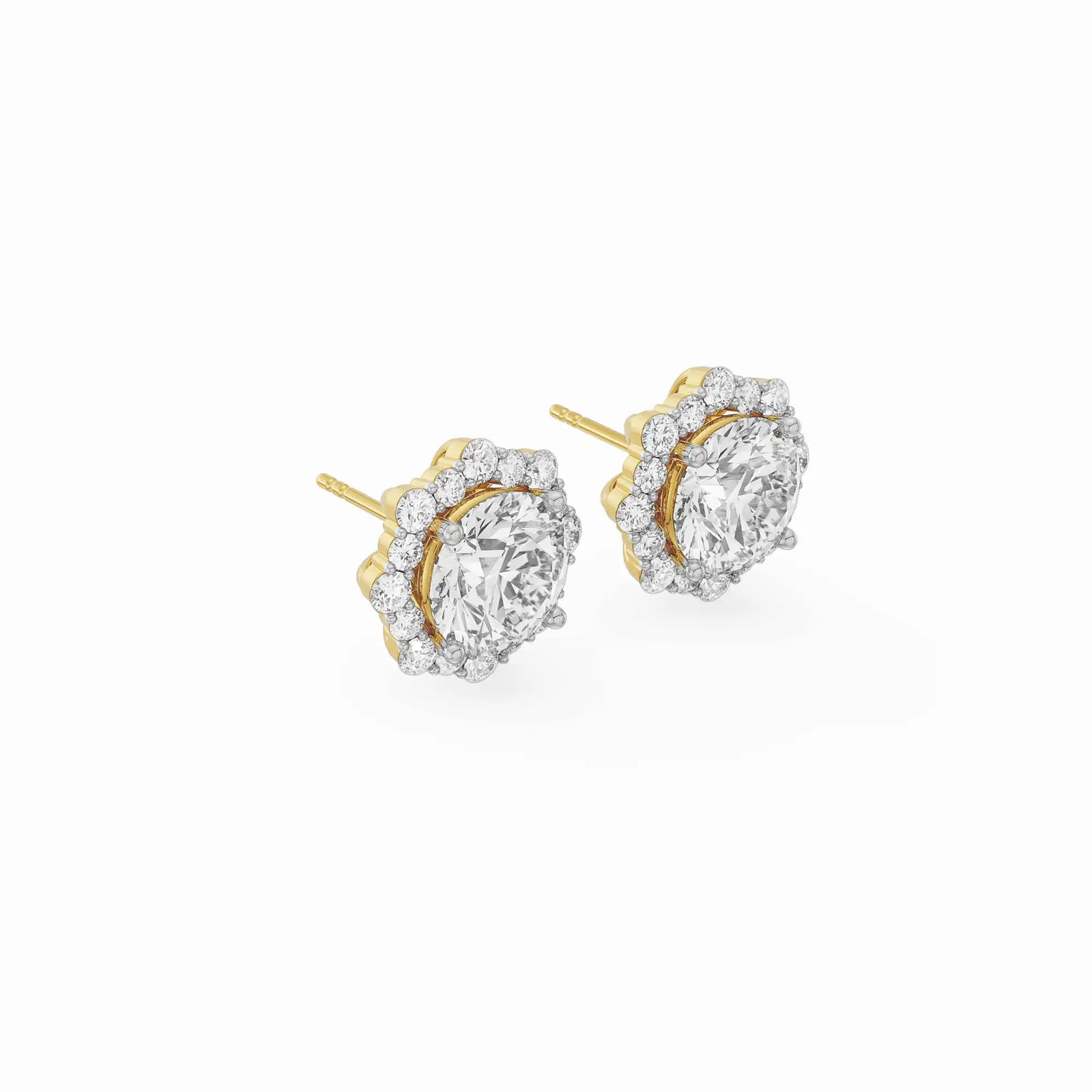 0.50 CT Floral Halo Detachable Diamond Studs Side View