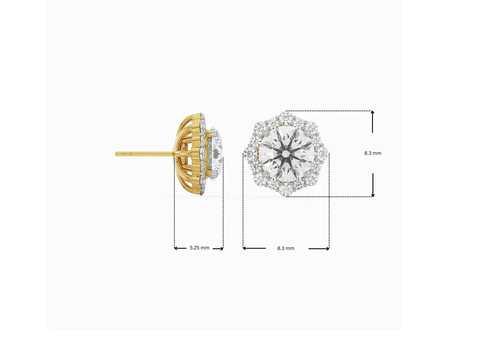 0 50 CT Floral Halo Detachable Lab Diamond Studs_in-stock