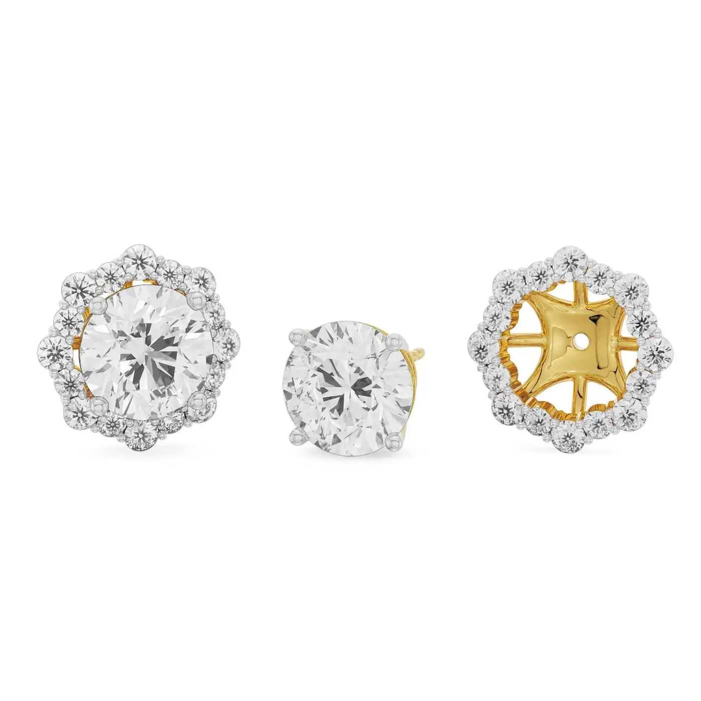 1 CT Floral Halo Detachable Lab Diamond Studs 9KT