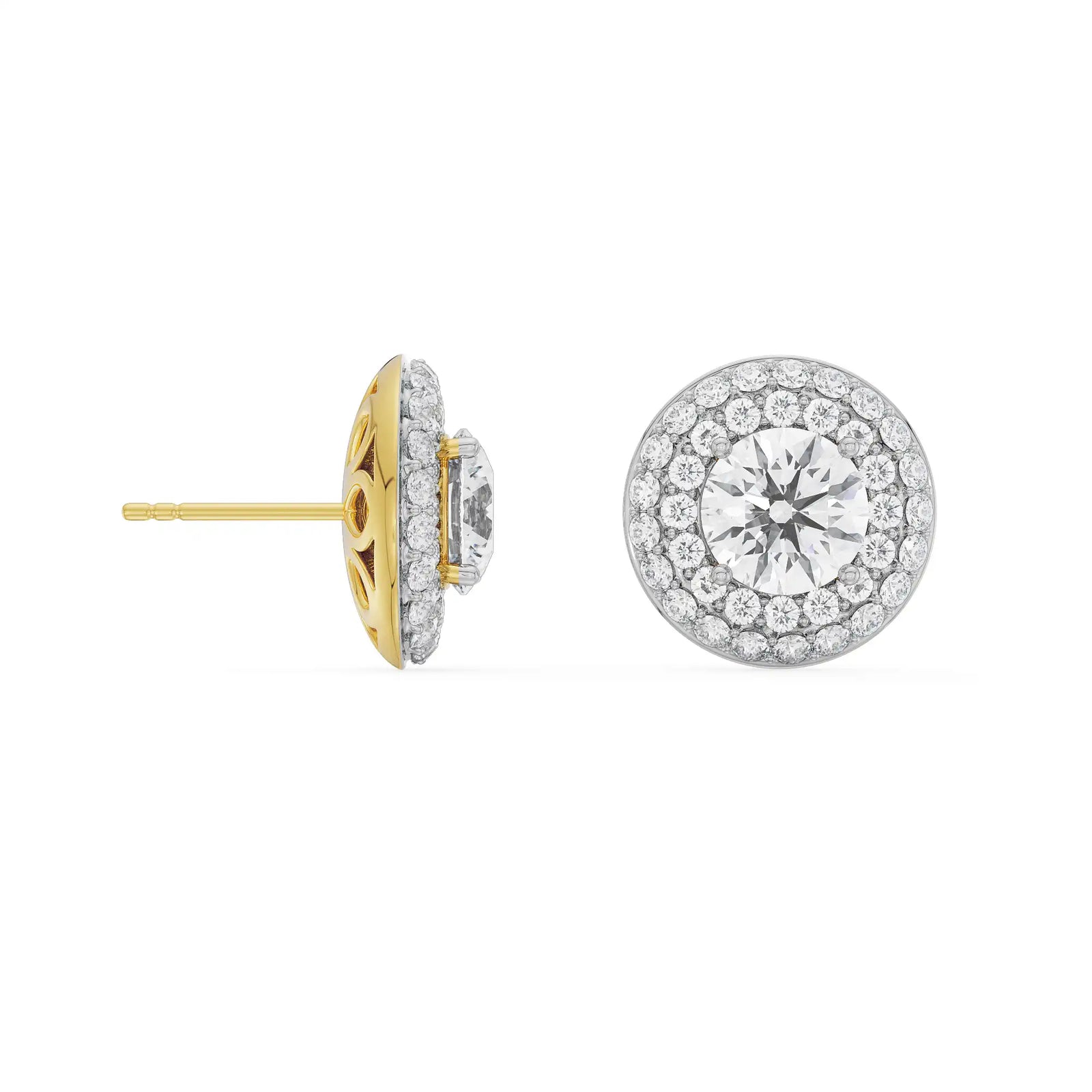 0.25 CT Double Halo Detachable Diamond Studs Prospective View