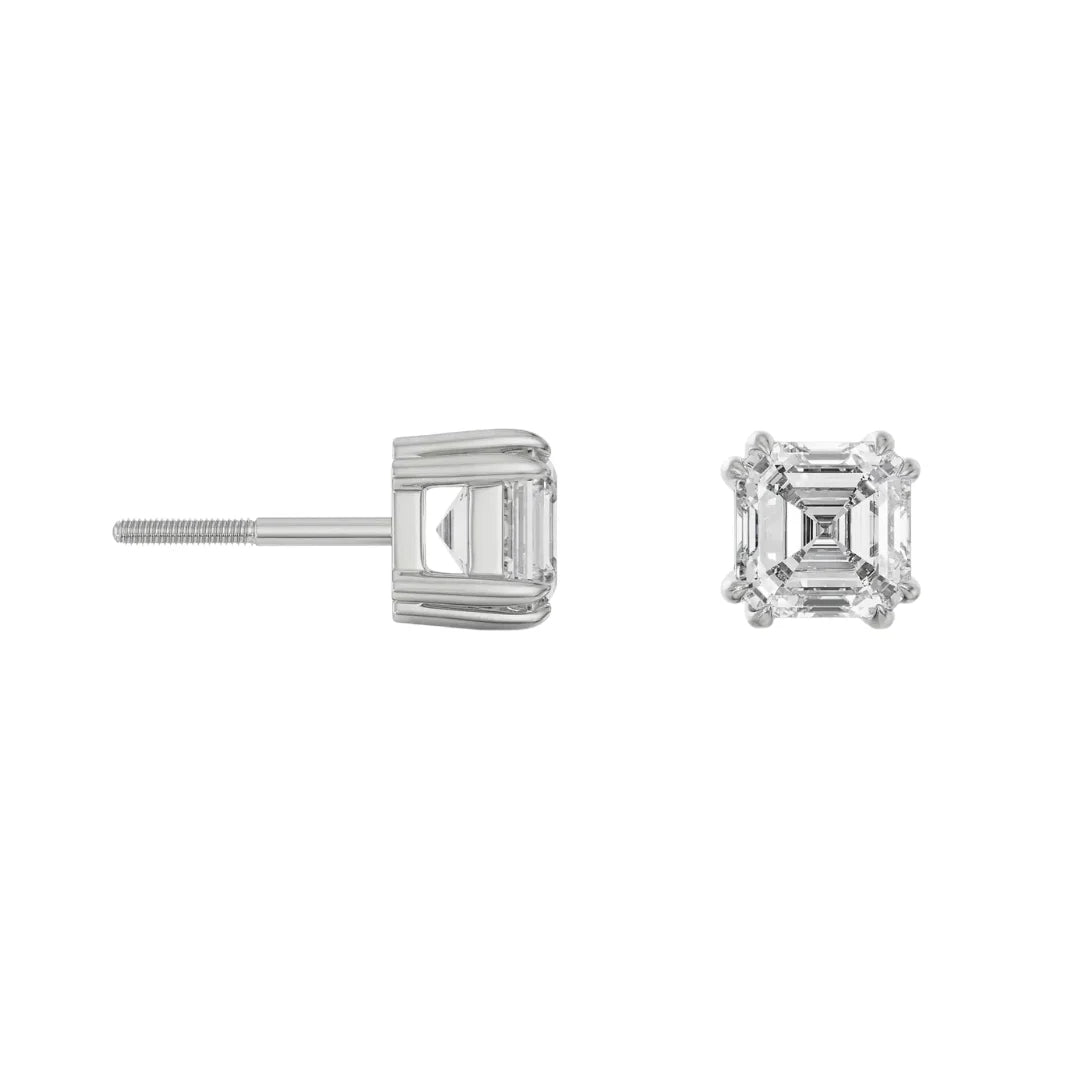 1 CT Asscher Lab Grown Diamond Studs