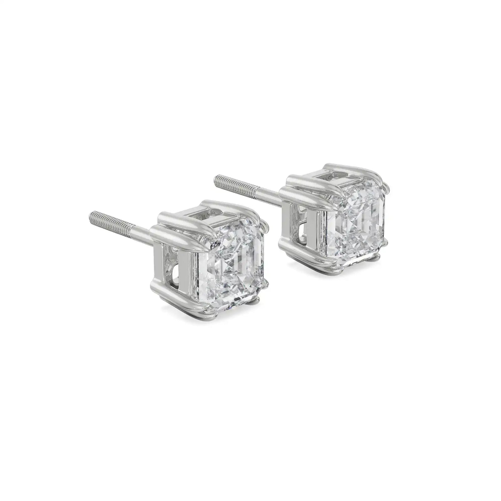 1 CT Asscher Diamond Studs Side View
