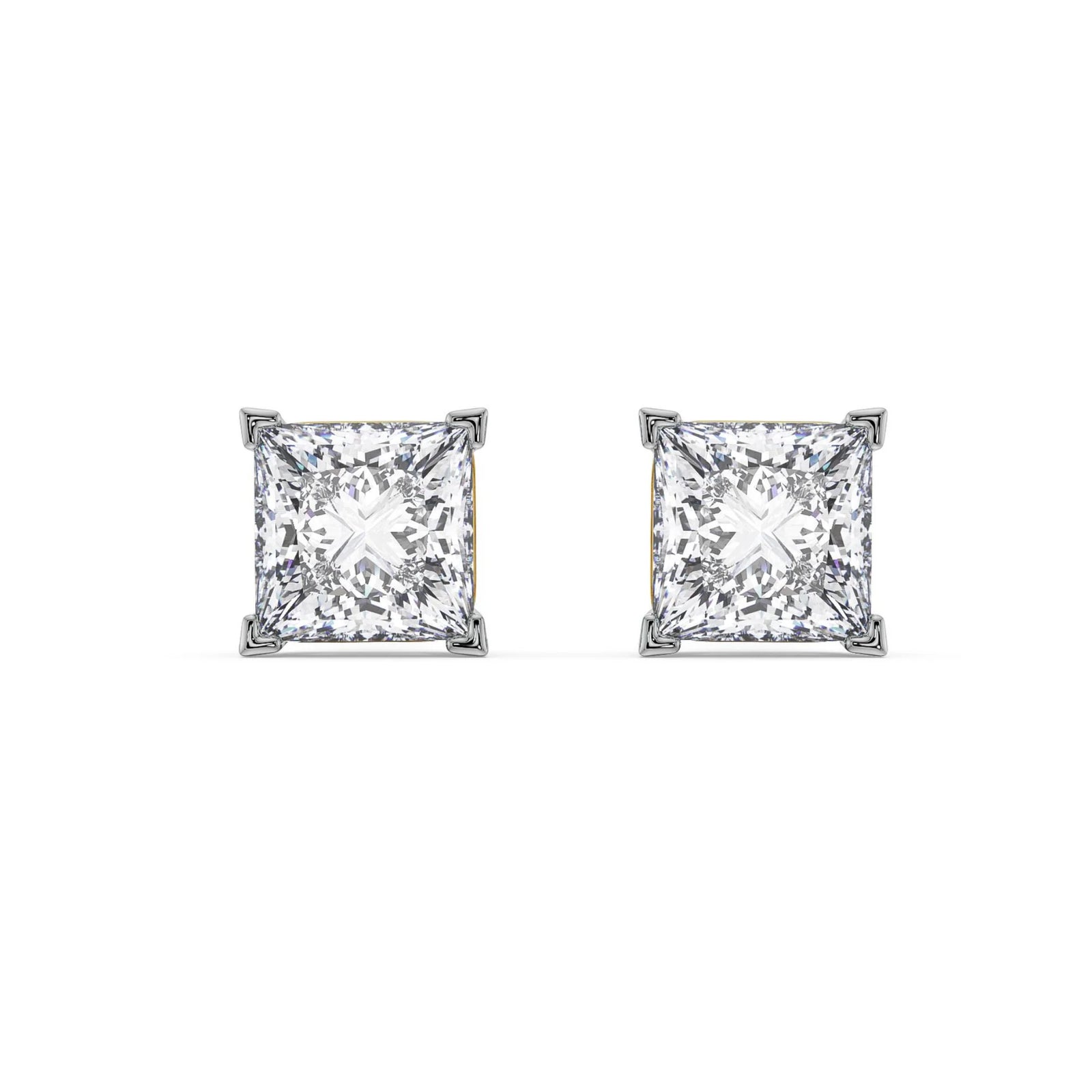 2 CT Classic Square Diamond Studs Front View