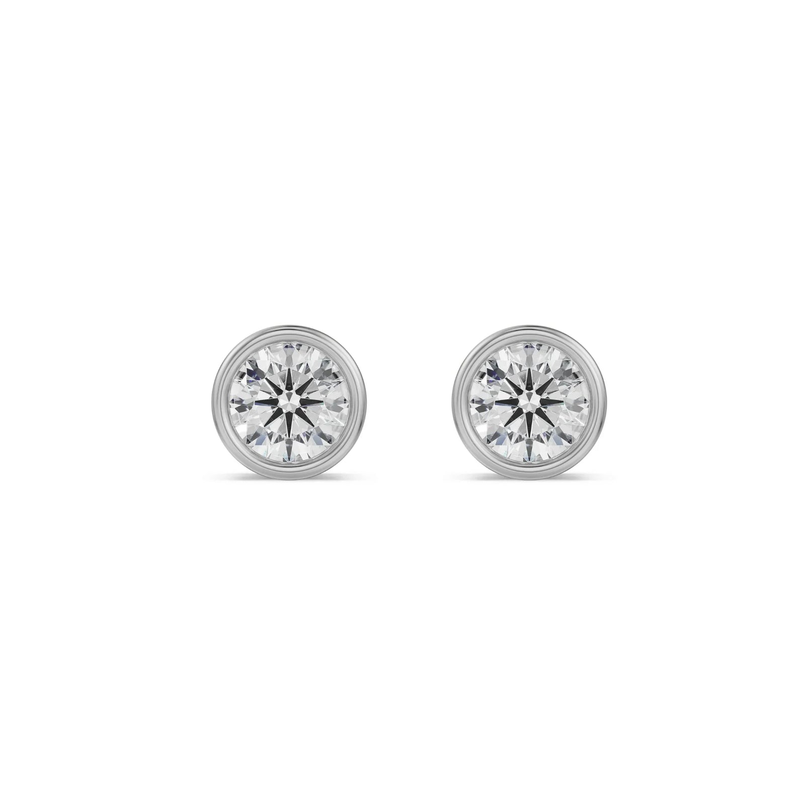 1 CT Solid Round Diamond Studs Front View