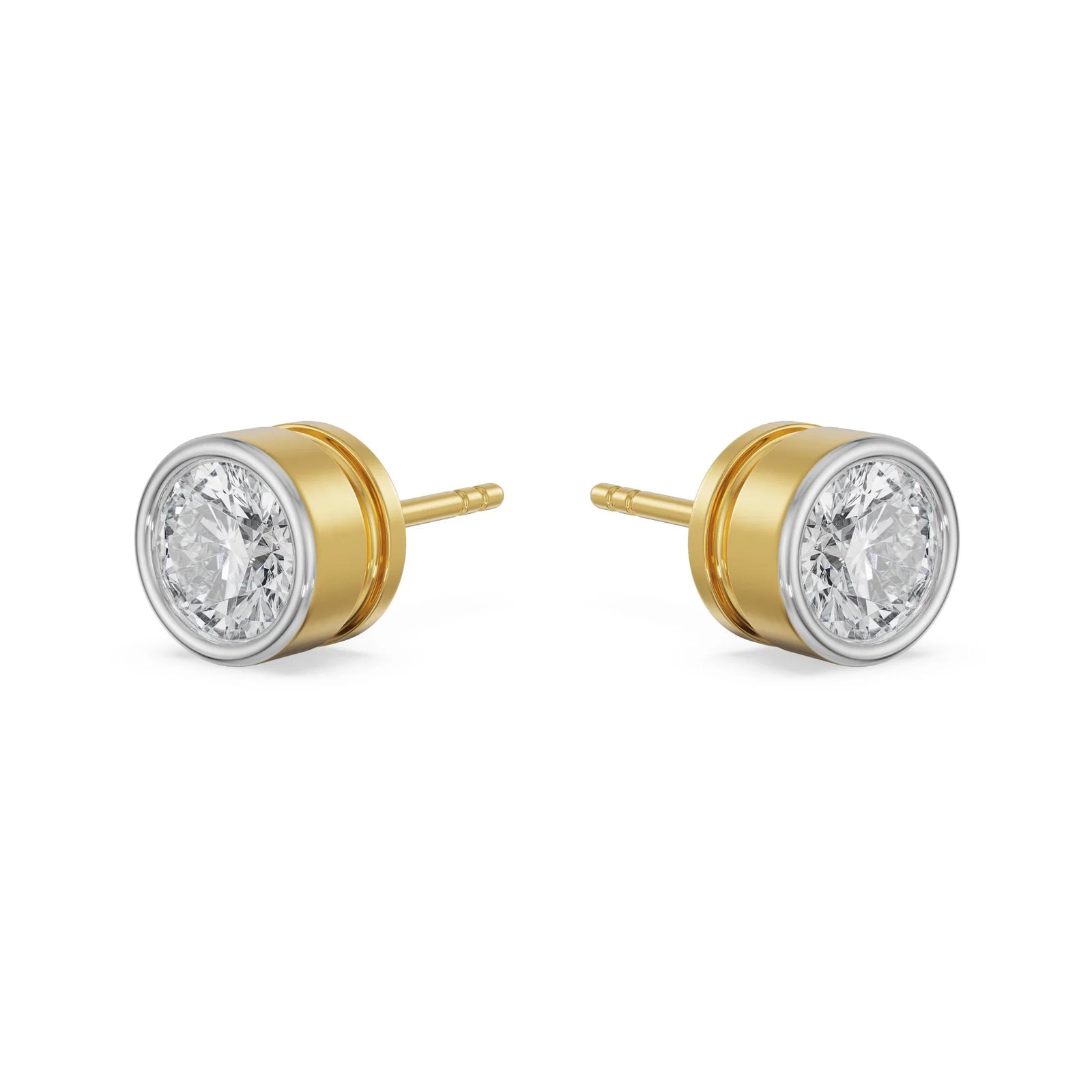 1 CT Solid Round Diamond Studs Side View