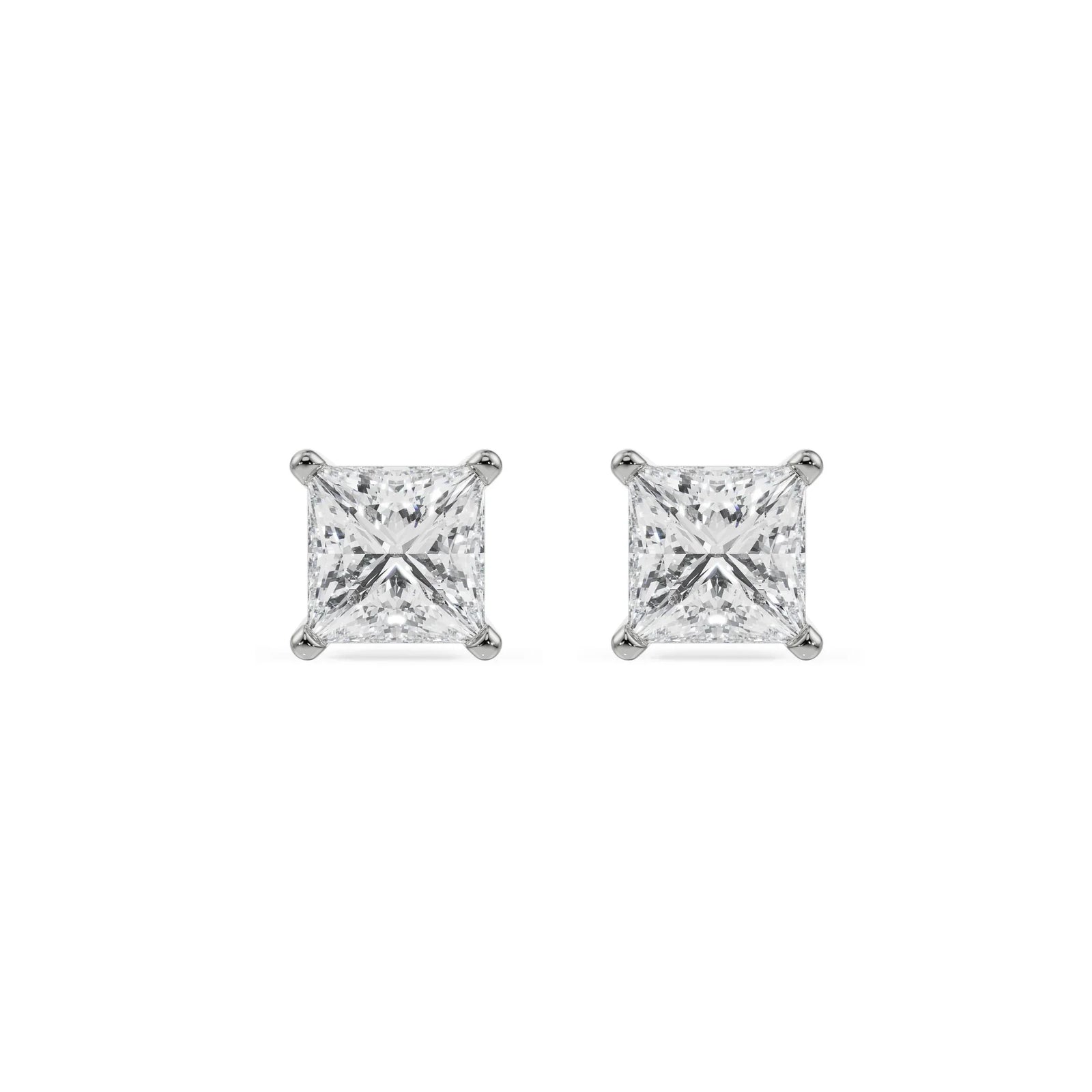 0.5 CT Timeless Princess Solitaire Studs Front View