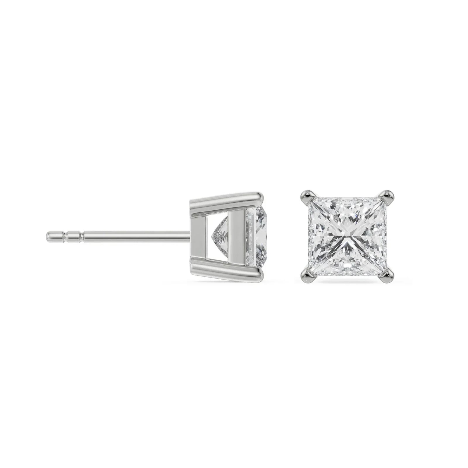 1 CT Timeless Princess Lab Grown Diamond Solitaire Studs 9KT