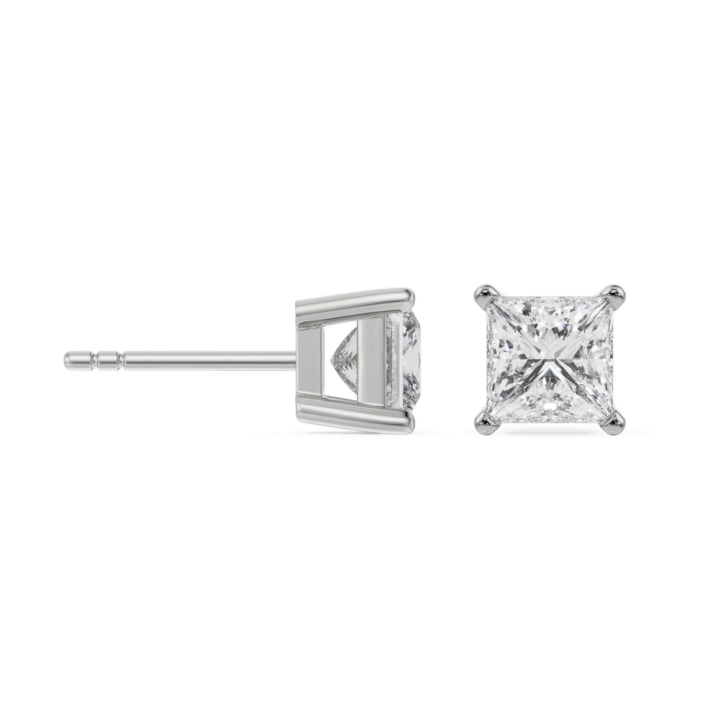 2 CT Timeless Princess Lab Grown Diamond Solitaire Studs 9KT