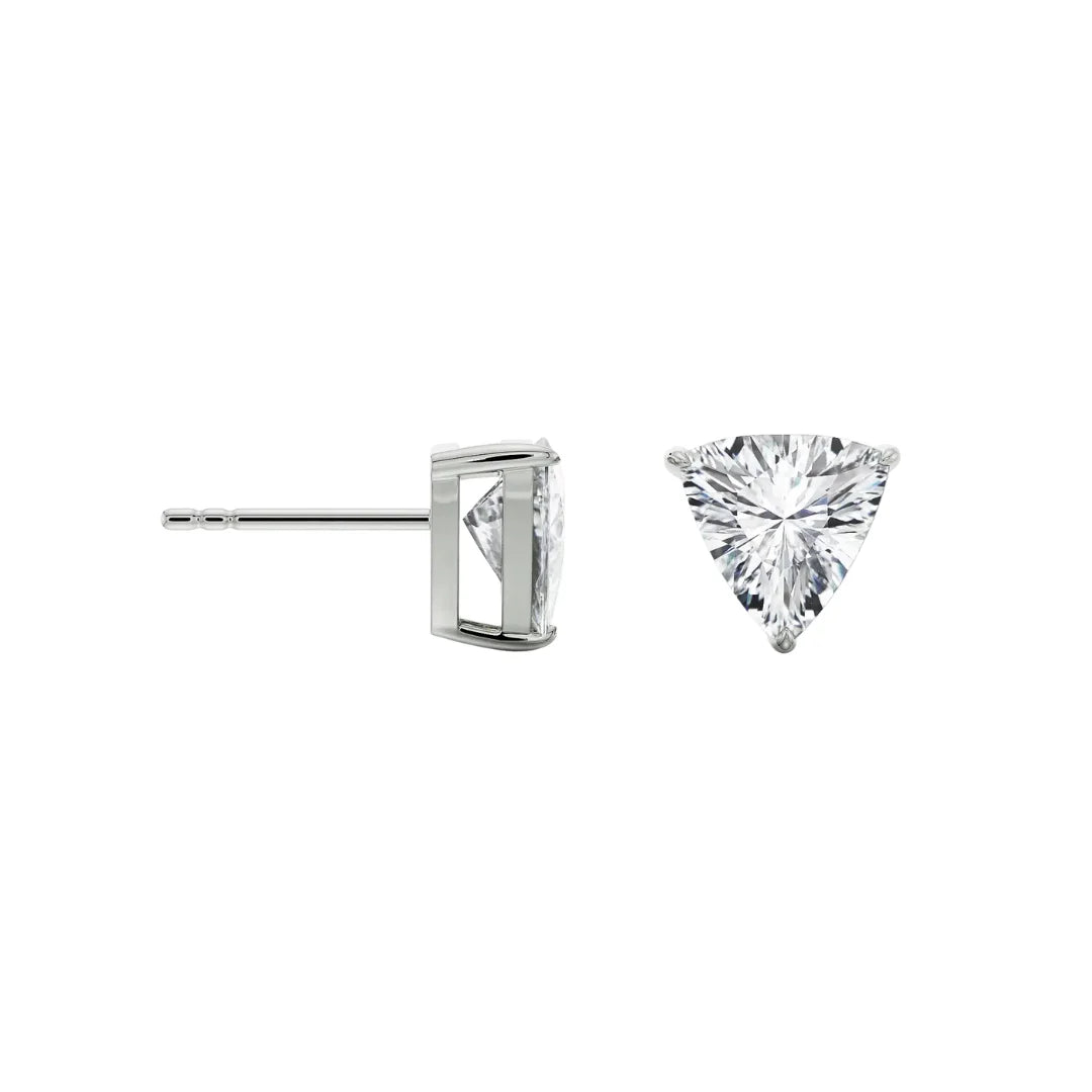 1 CT Trillion Lab Grown Diamond Studs - perspective view in 9KT