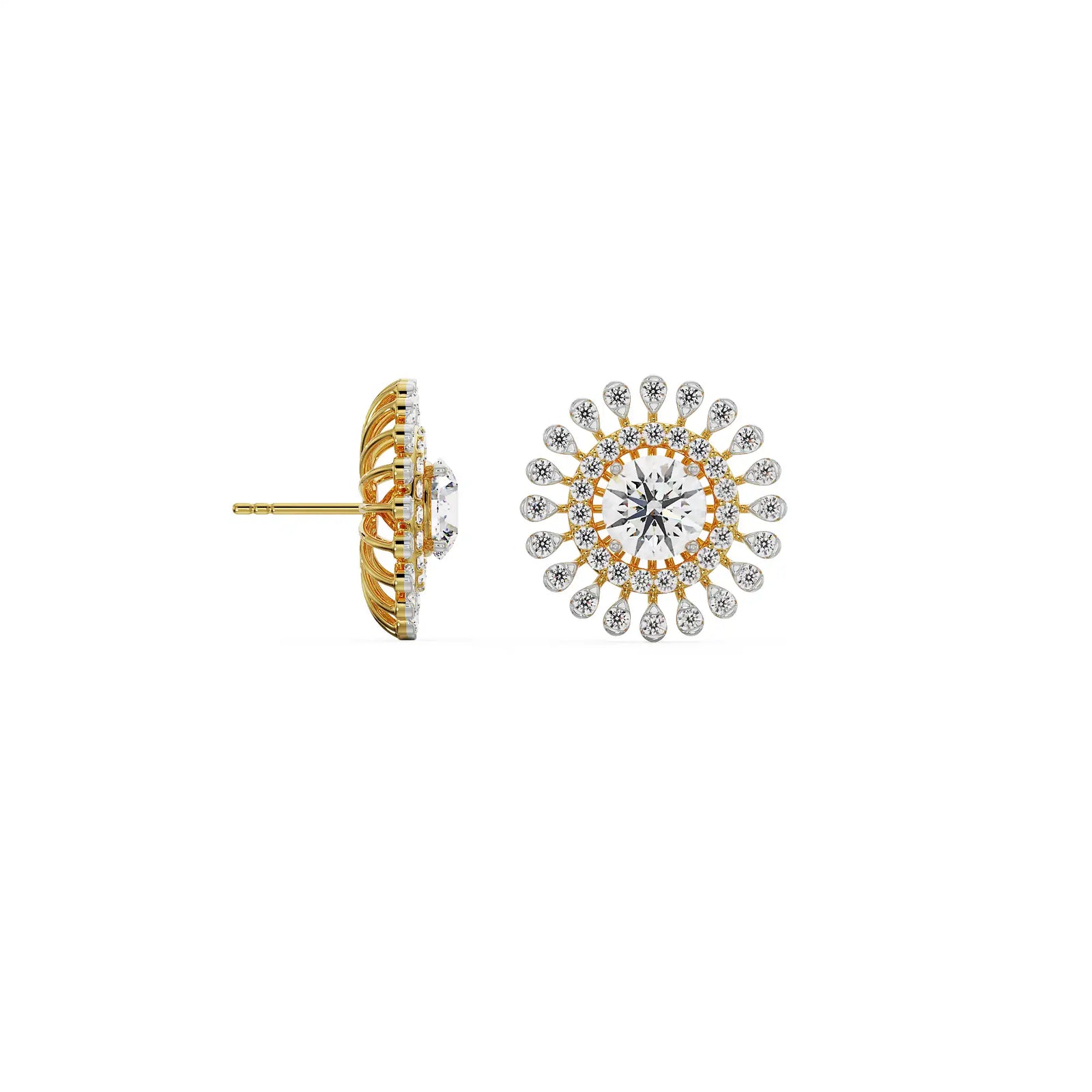0.25 CT Sunflower Detachable Diamond Studs Prospective View