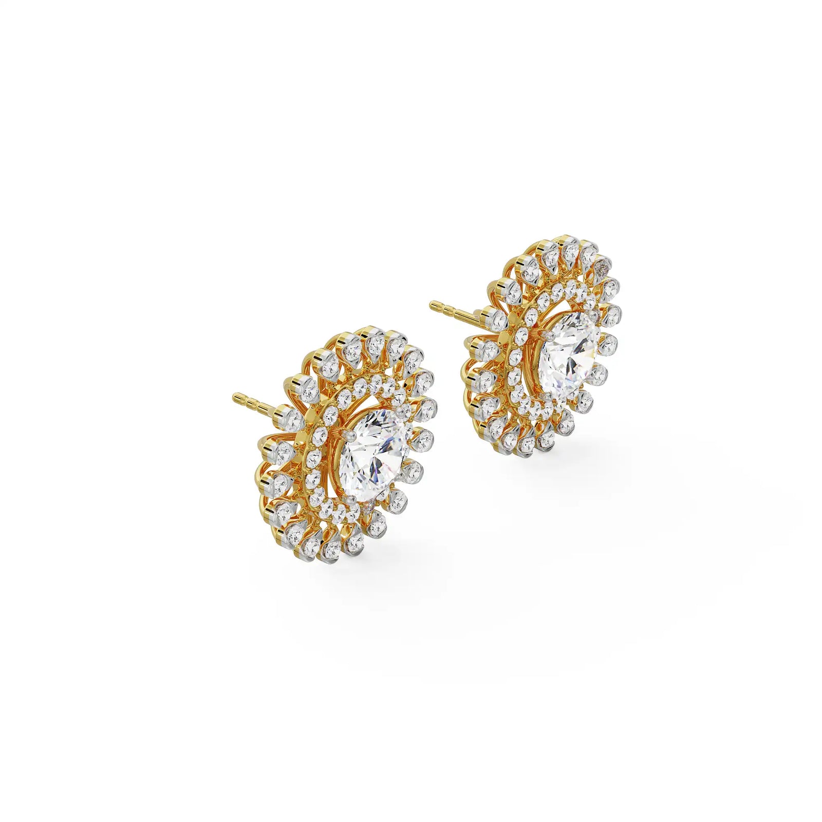 0.5 CT Sunflower Detachable Diamond Studs Top View