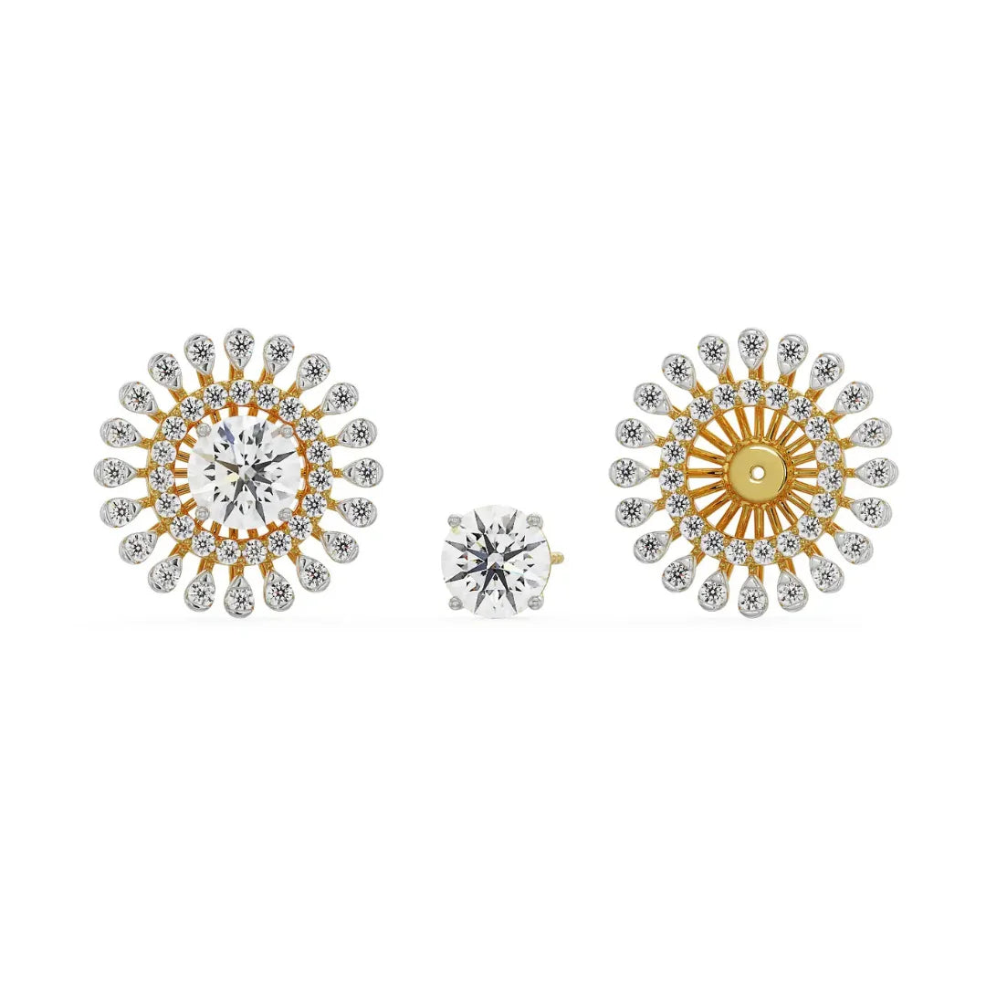 0.5 CT Sunflower Detachable Lab Diamond Studs 9KT