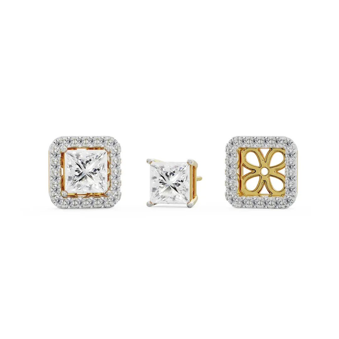 0.50 CT Princess Frame Lab Diamond Studs 9KT