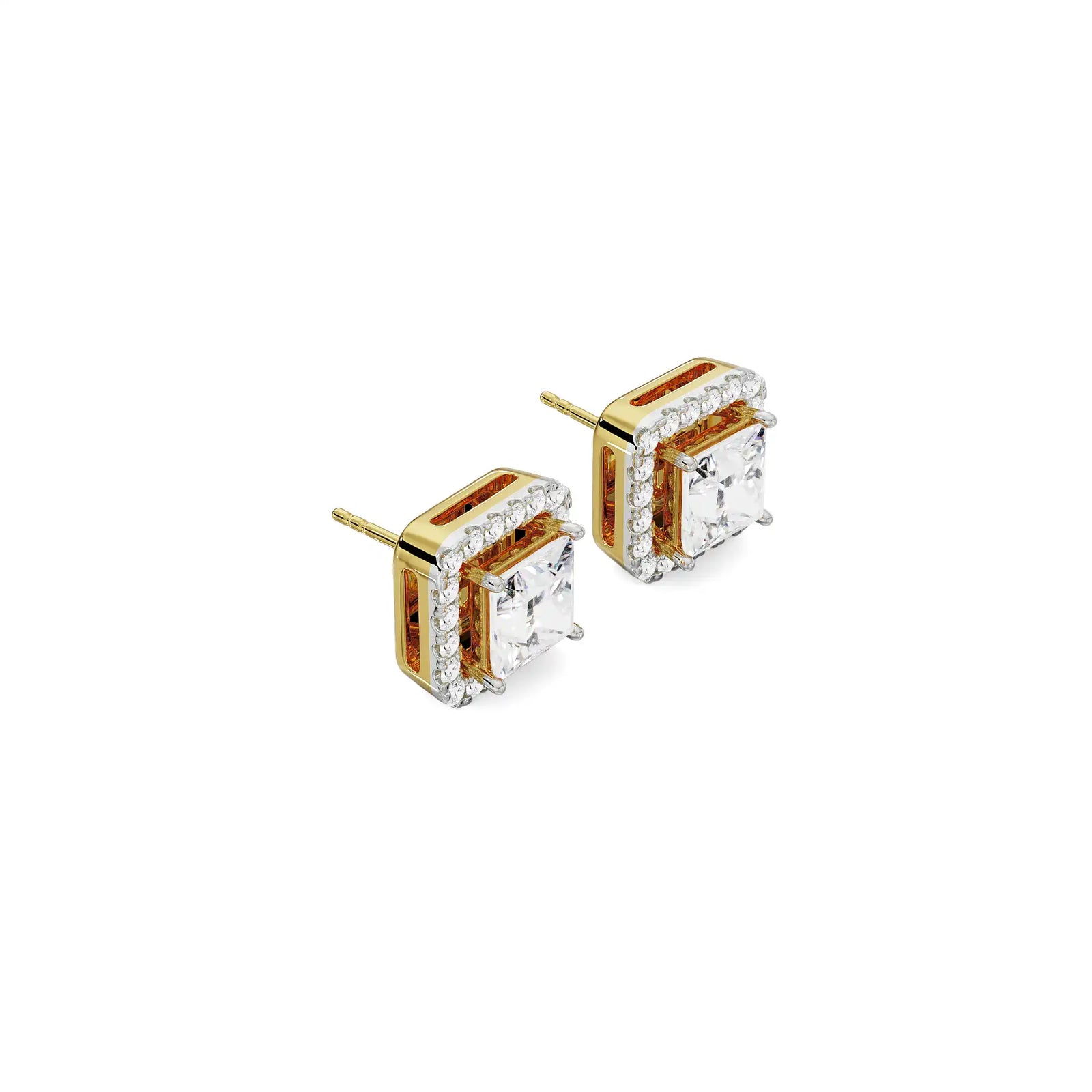 1 CT Princess Frame Diamond Studs Top View