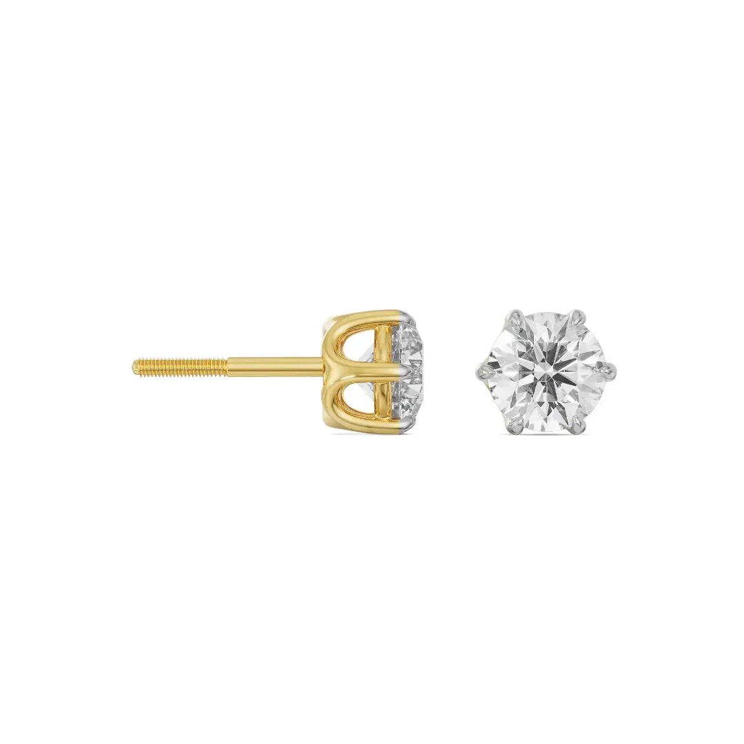 0.70 CT Round Lab Grown Diamond Studs - perspective view