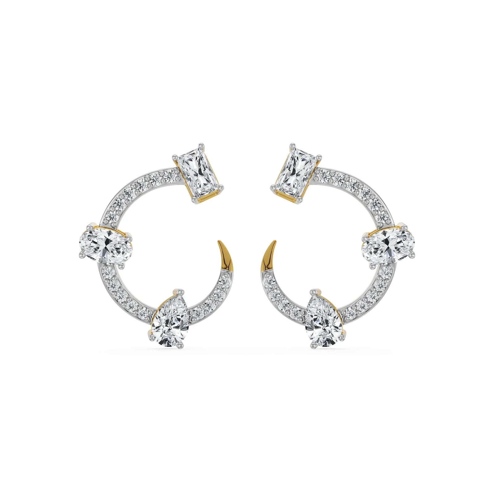 Fiery Festive Diamond Studs Front View in 9KT