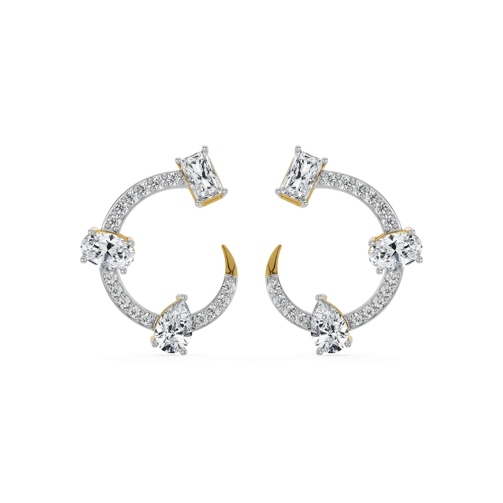 Fiery Festive Diamond Studs Front View