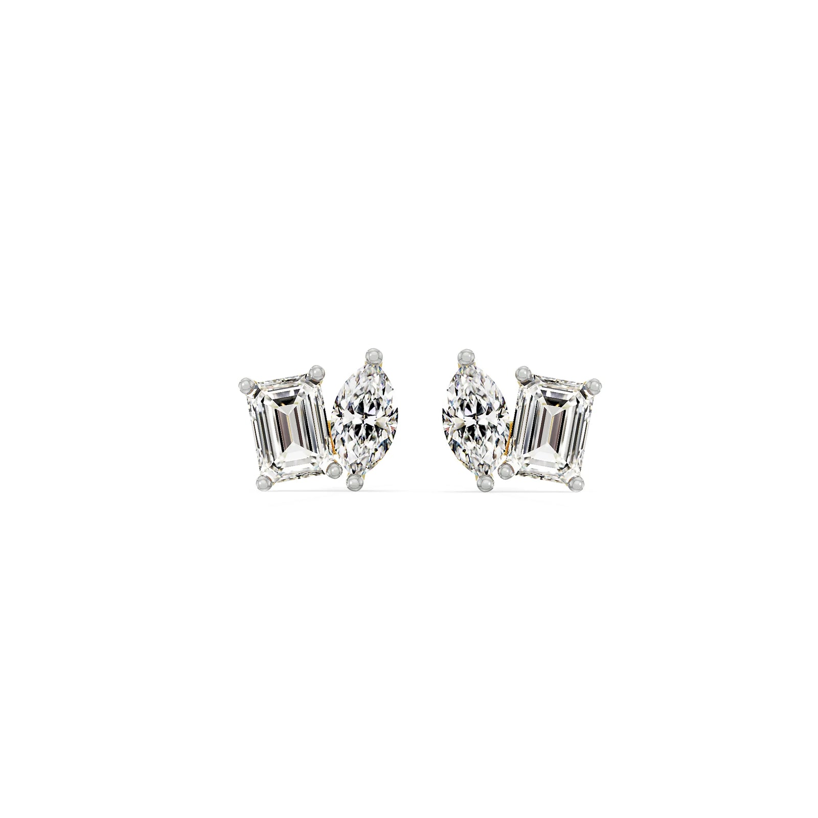 Duo Solitaire Diamond Studs Front View