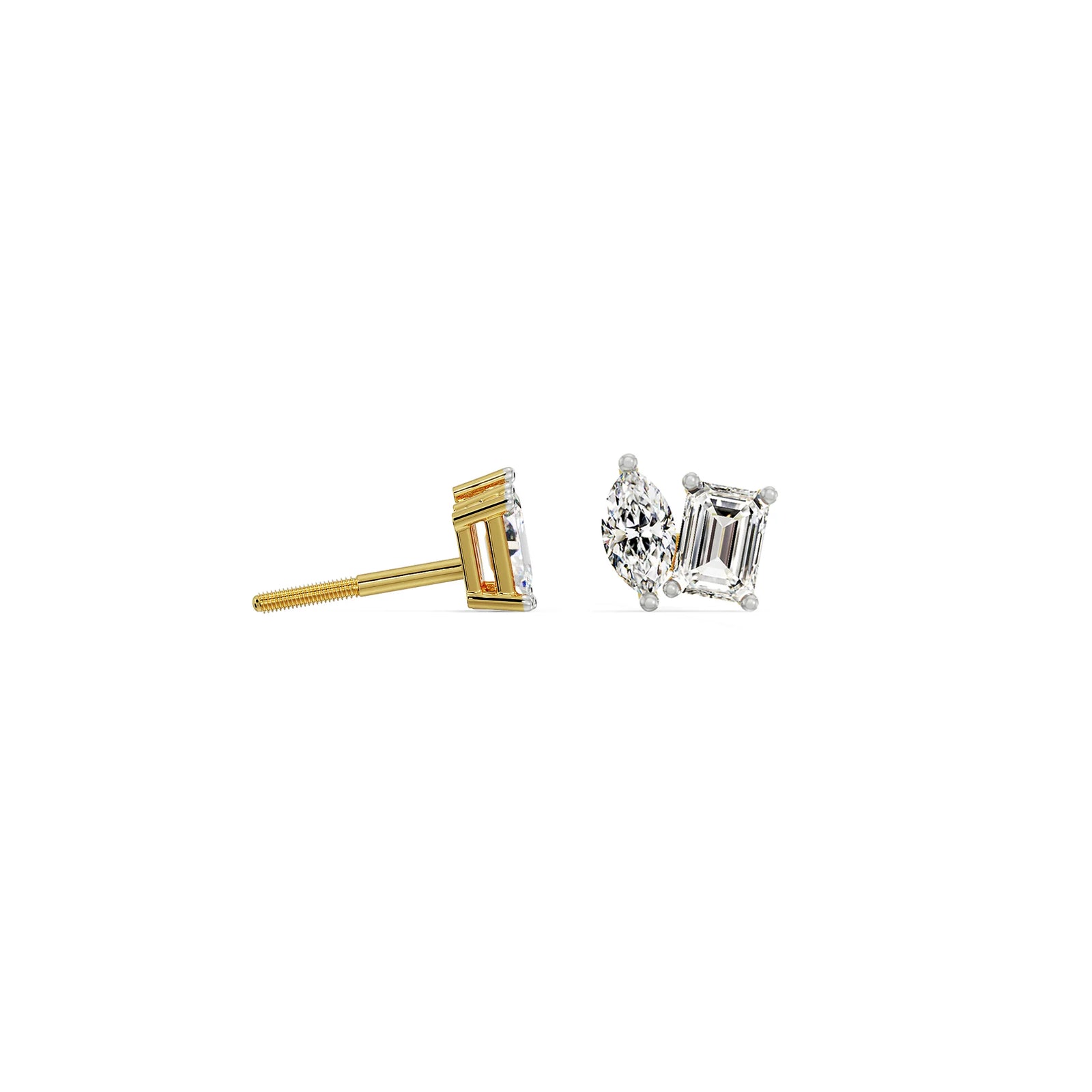 Duo Solitaire Diamond Studs Left view