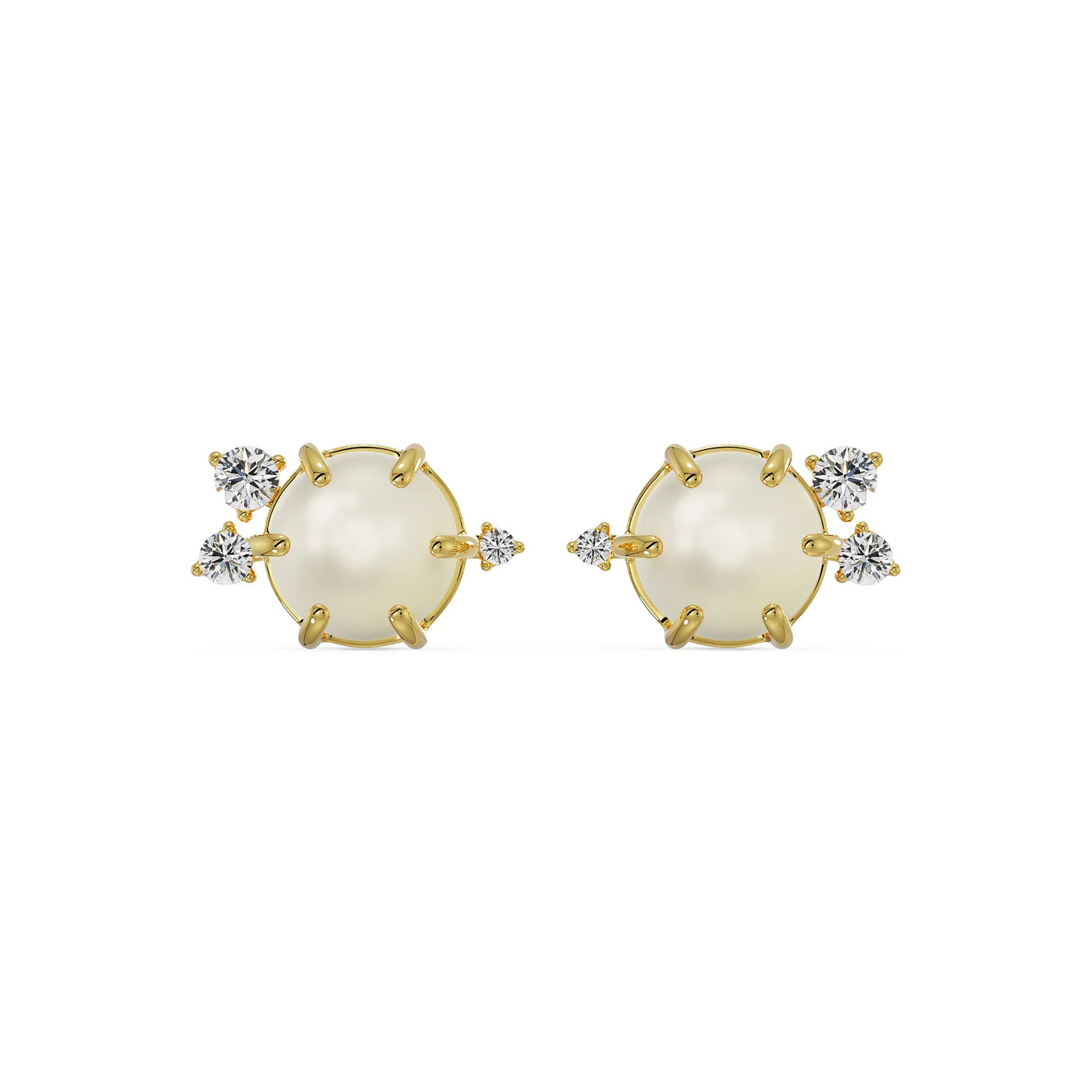 Pearly Lab Grown Diamond Studs 9KT