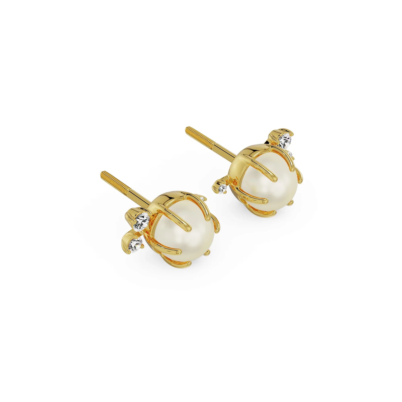 Pearly Lab Grown Diamond Studs 9KT