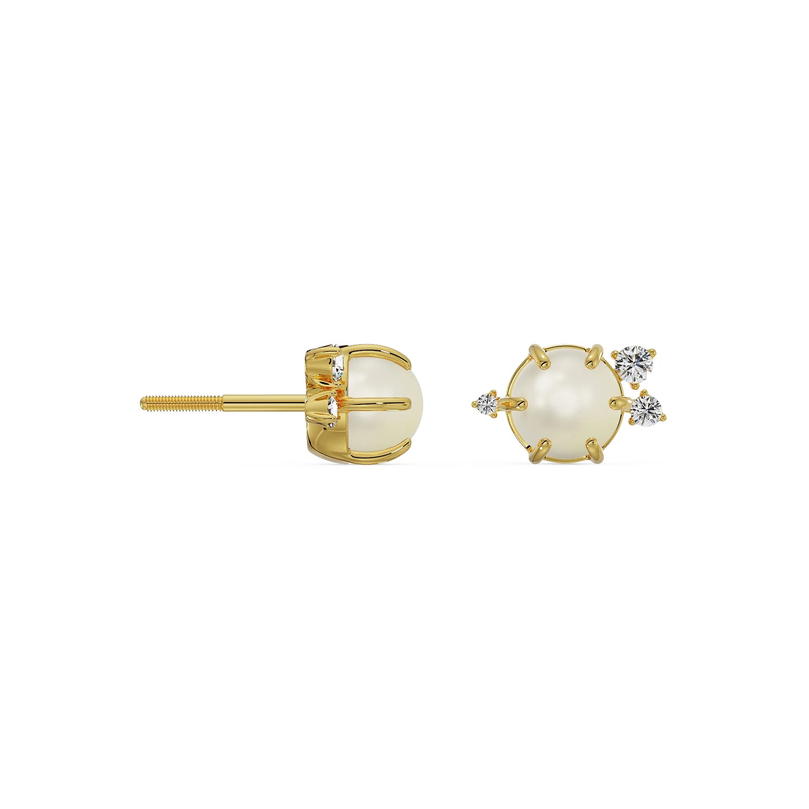 Pearly Diamond Studs Left View
