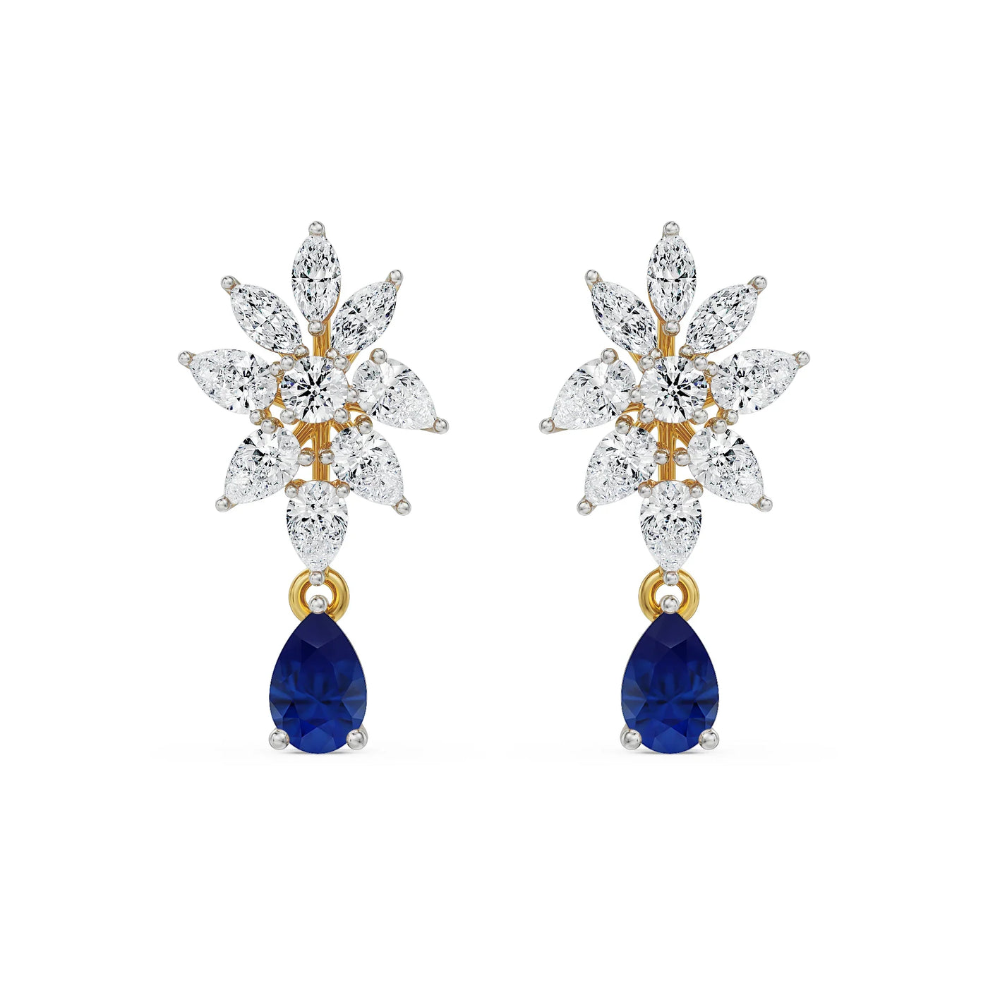 Beautiful Blue Lab Grown Diamond Earrings 9KT