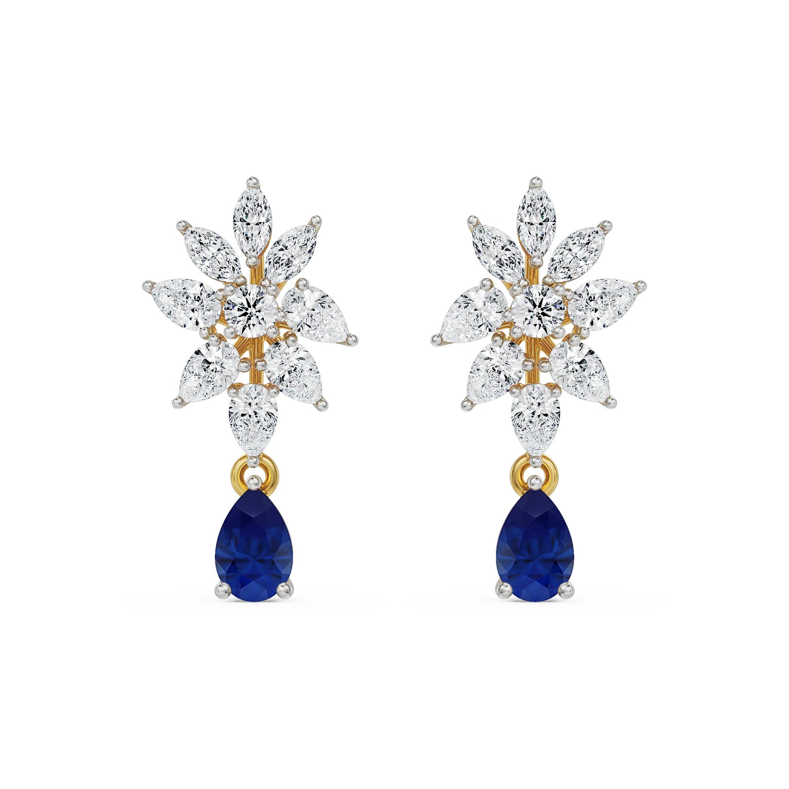 Beautiful Blue Diamond Drops Front View