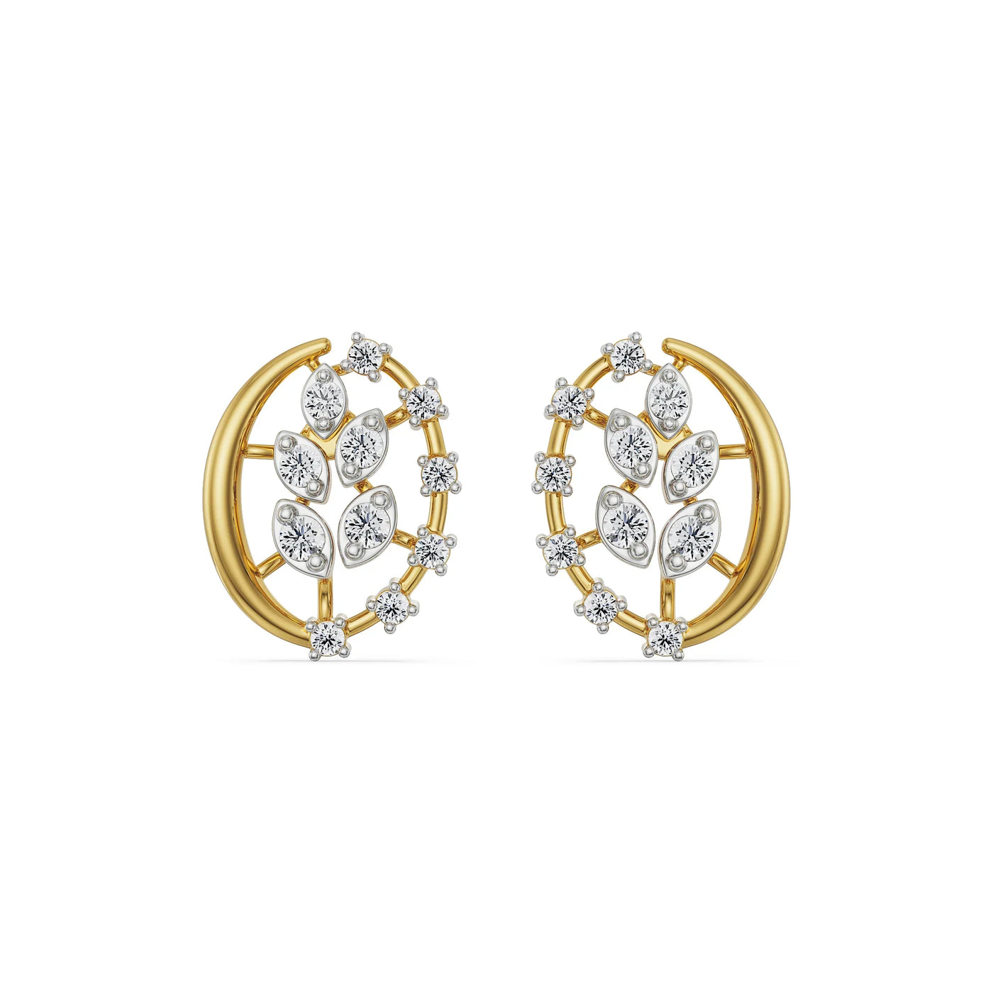 Leafy Lab Grown Diamond Studs_in-stock