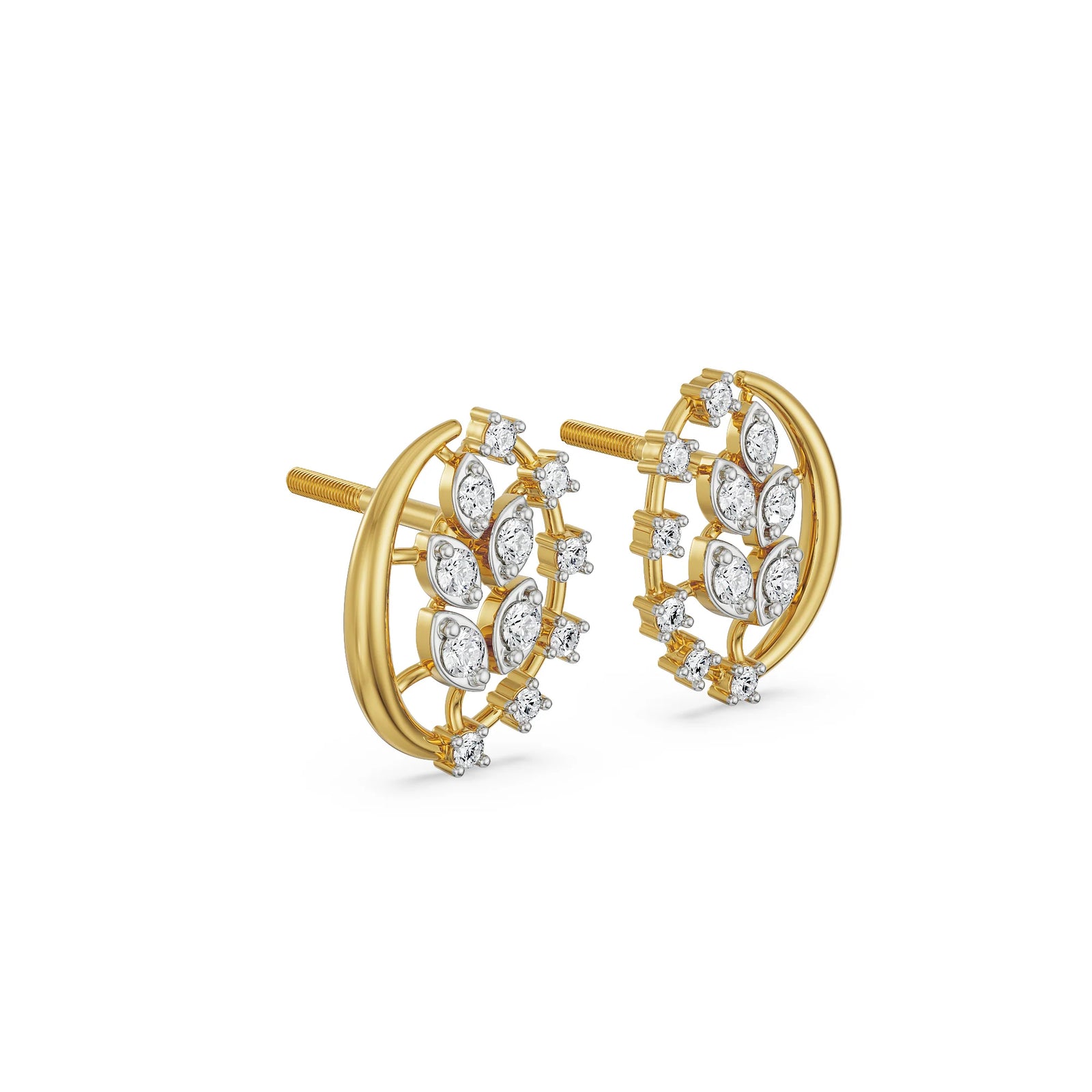 Leafy Diamond Studs Right View