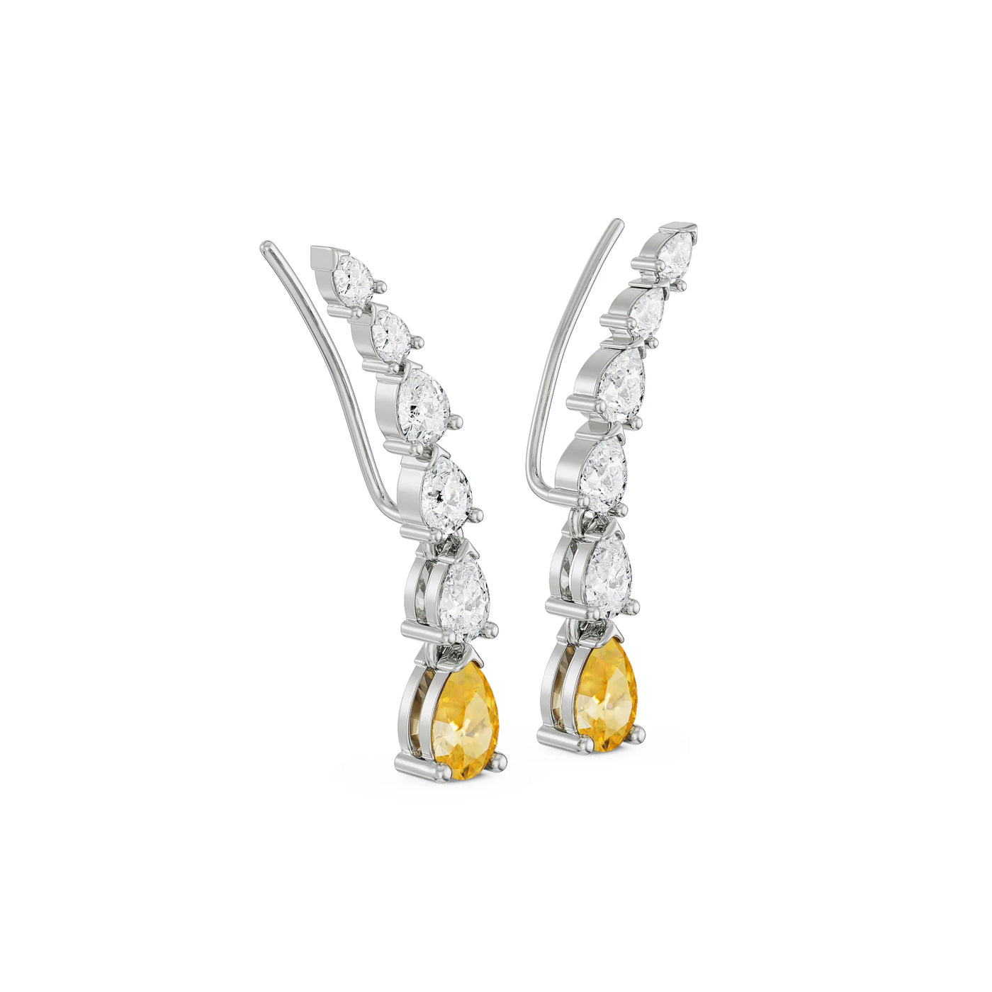Pear Cut Lab Grown Diamond Ear Climbers