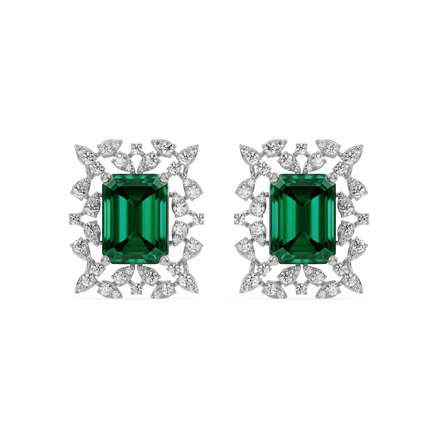 Vintage Emerald Lab Grown Diamond Studs