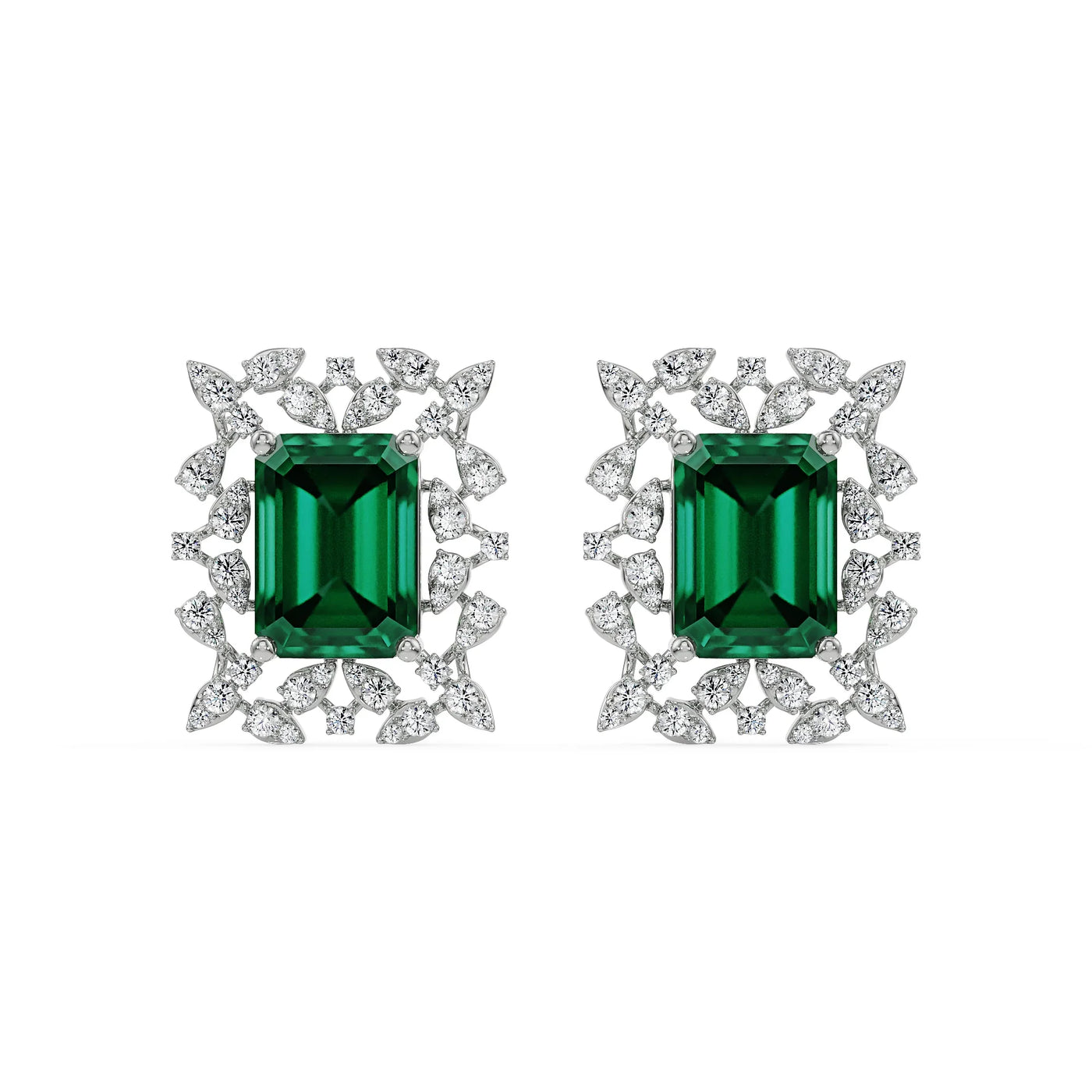 Vintage Emerald Lab Grown Diamond Studs 9KT