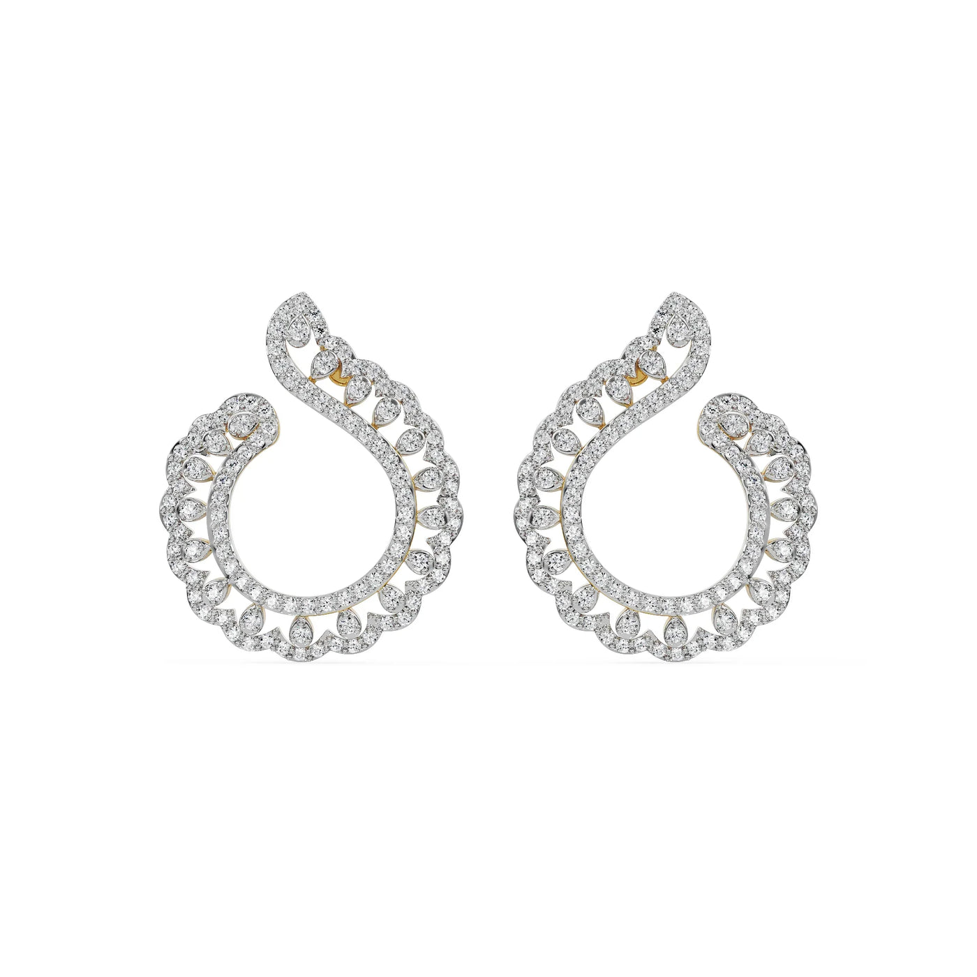 Feather Shaped Lab Grown Diamond Earrings 9KT