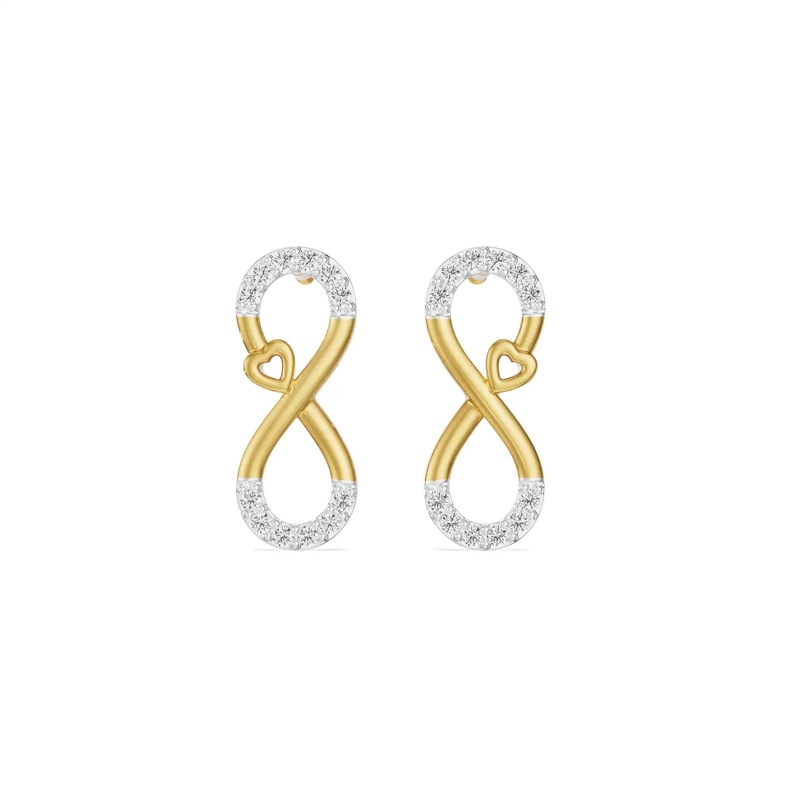Infinity Love Earrings front view in 9KT