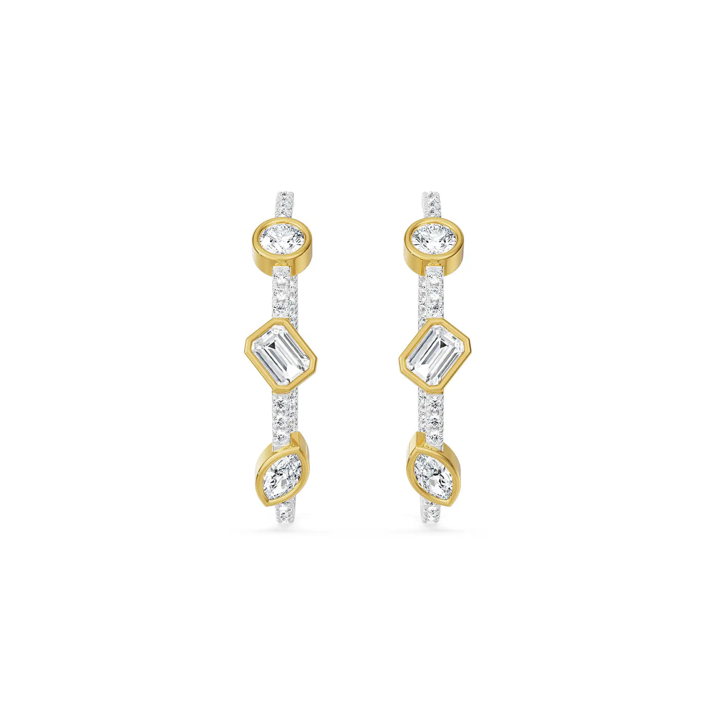 Trio Stone Diamond Hoops_in_stock