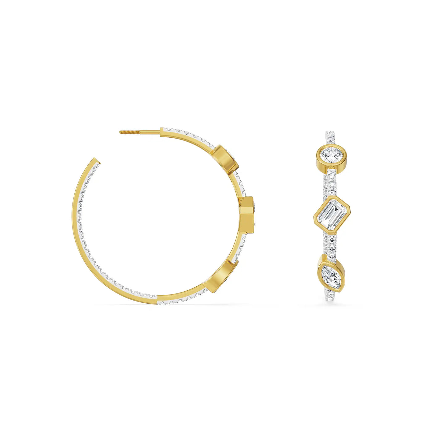 Trio Stone Lab Grown Diamond Hoops 9KT