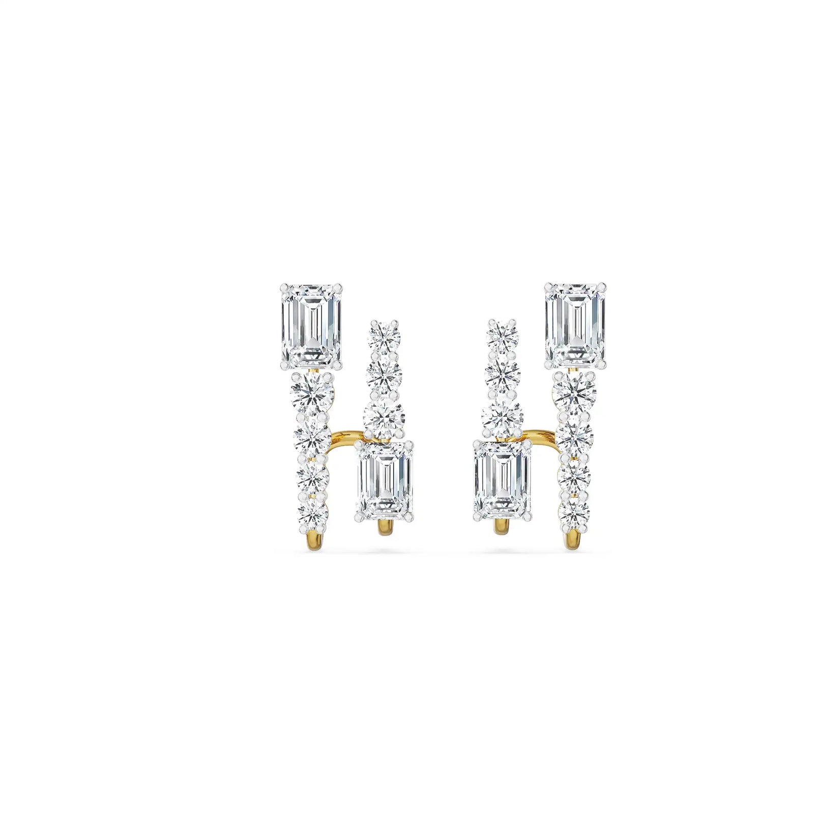 Two Way Mixed Stone Studs front view in 9KT