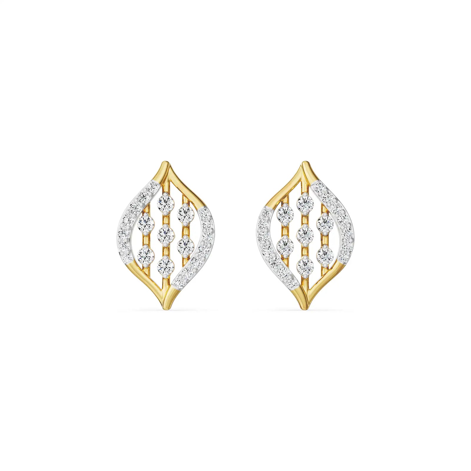 Parallel Stroke Diamond Earrings fornt view