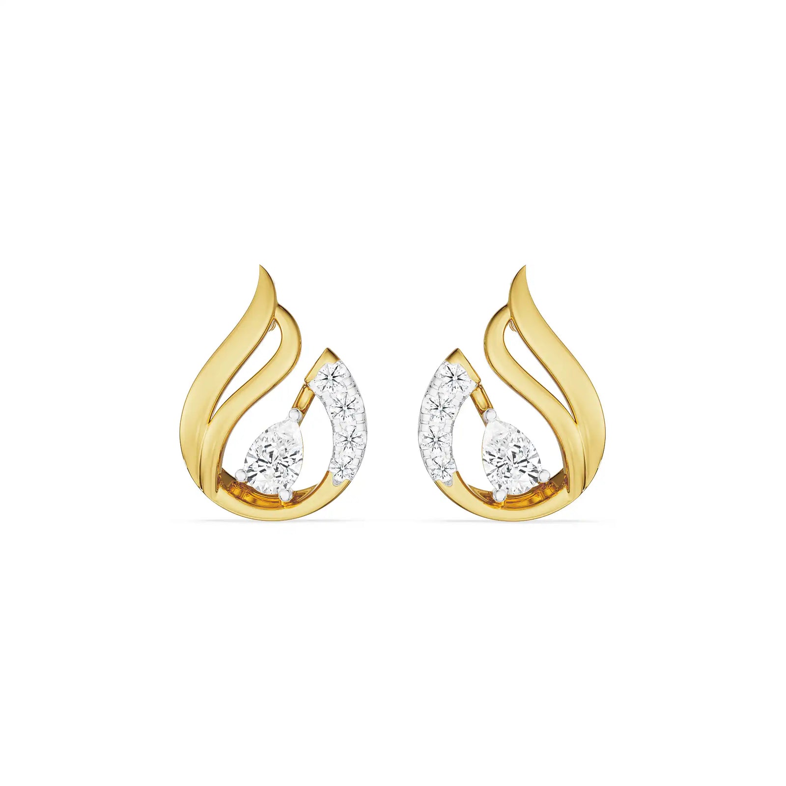Pear Swan Diamond Studs front view
