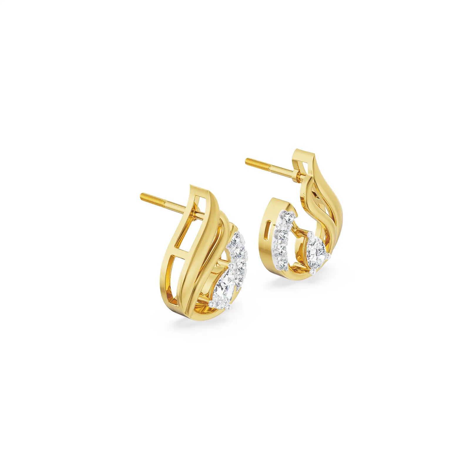 Pear Swan Diamond Studs right view